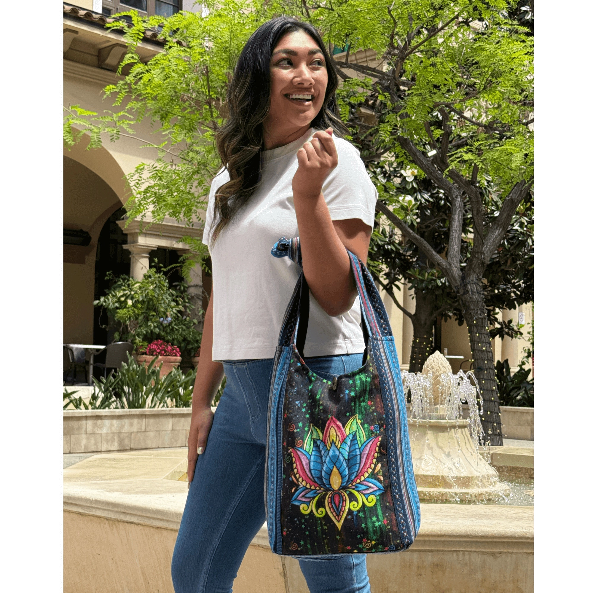 Kathmandu Collection Womens Lotus Handmade Hobo Bag