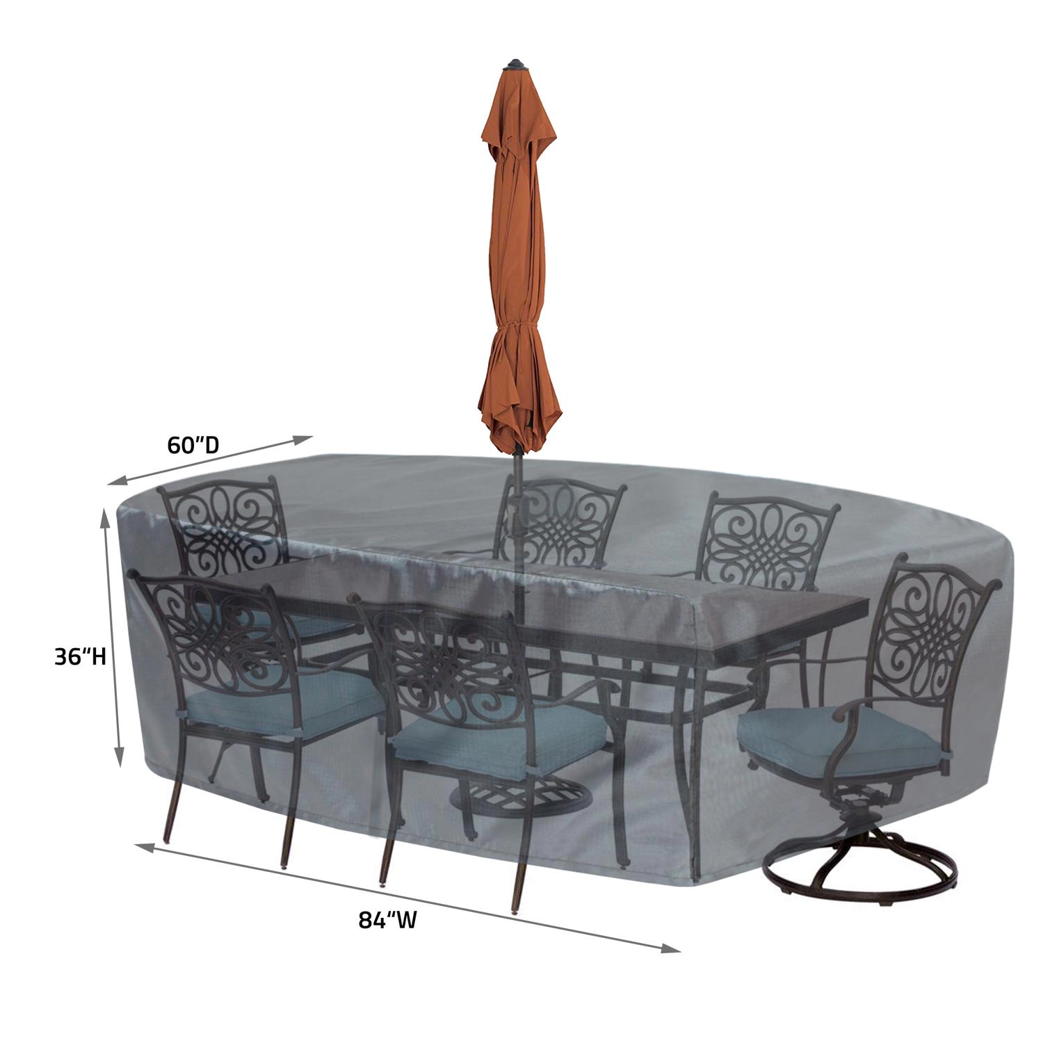 Summerset Shield Mercury Cover Fits Oval/Rectangle Table & Chairs Elastic Closure & Spring Cinch Lock Small