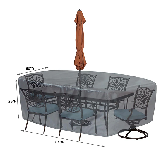 Summerset Shield Mercury Cover Fits Oval/Rectangle Table & Chairs Elastic Closure & Spring Cinch Lock Small