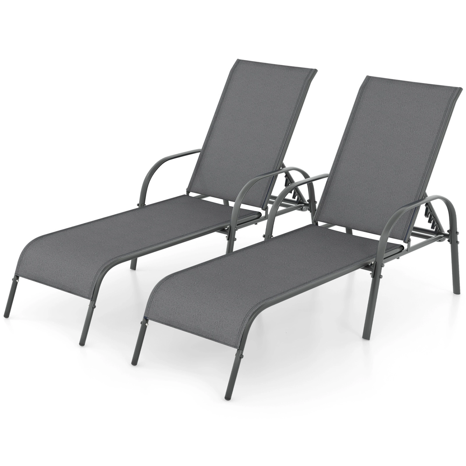 SUGIFT Adjustable Outdoor Chaise Lounge Chair 350-Lb Capacity 75.5-in Horizontal 62.5-in Upright Dark Gray