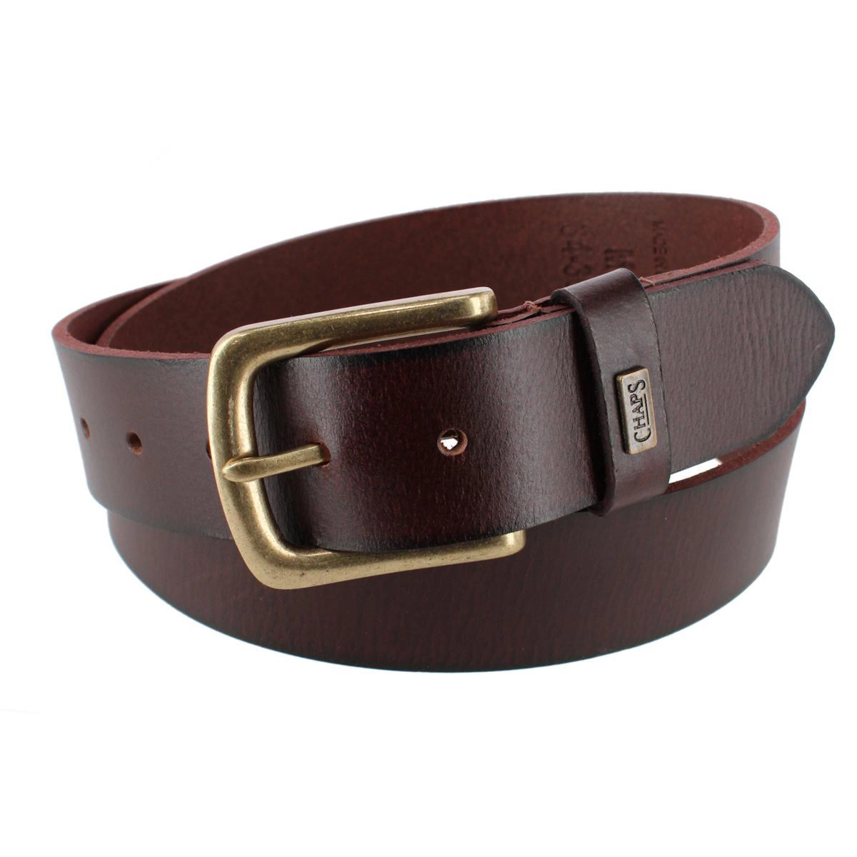 Chaps Men's 38mm Burnished Edge Leather Casual Belt