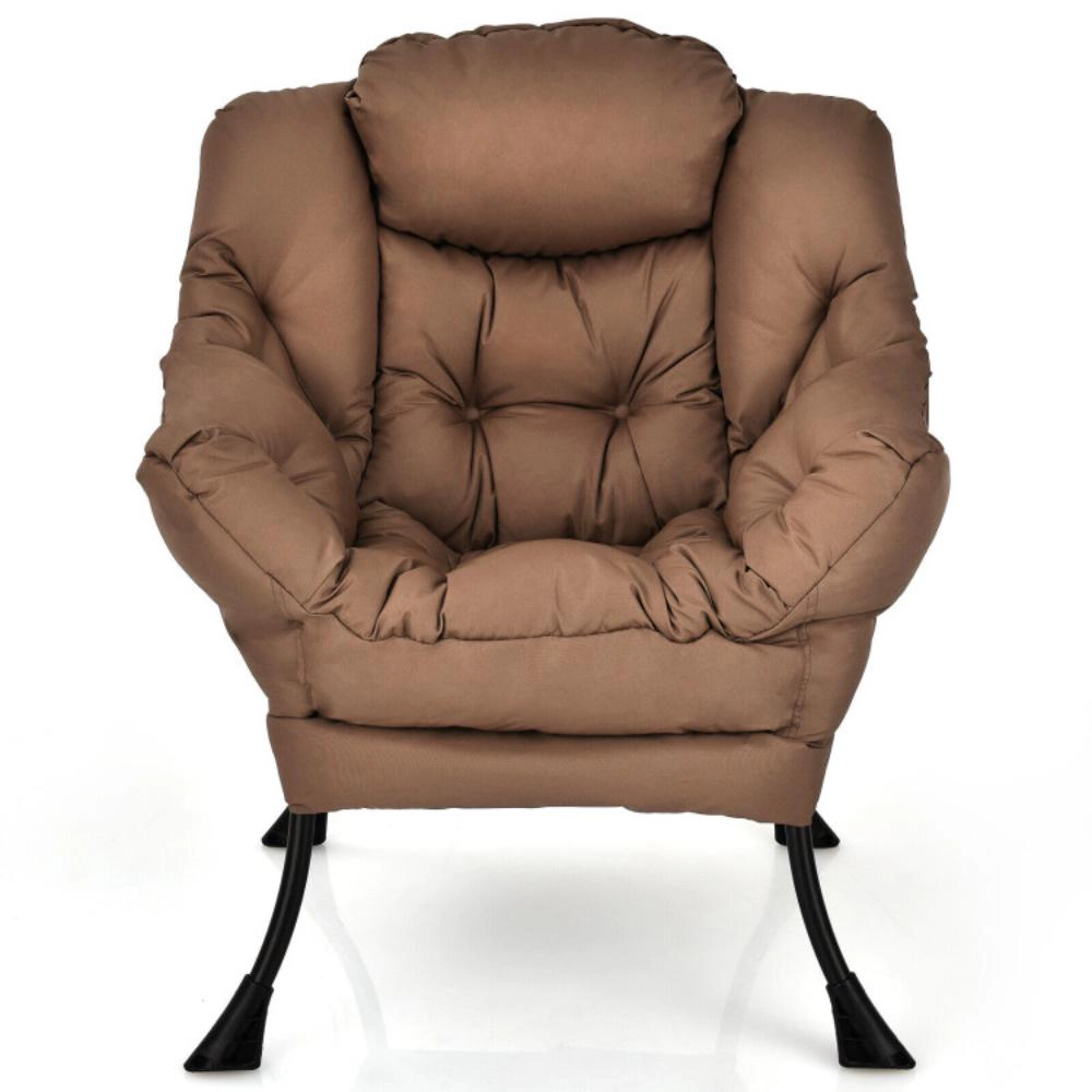 Hivvago Soft Fabric Lounge Chair with Sturdy Metal Frame and Pocket