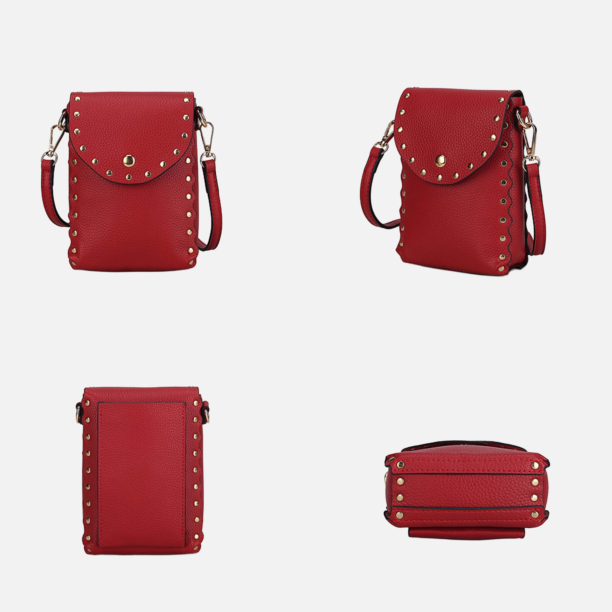 Mia K Collection Filomena Pebble Vegan Leather Crossbody - Gold-Tone Hardware