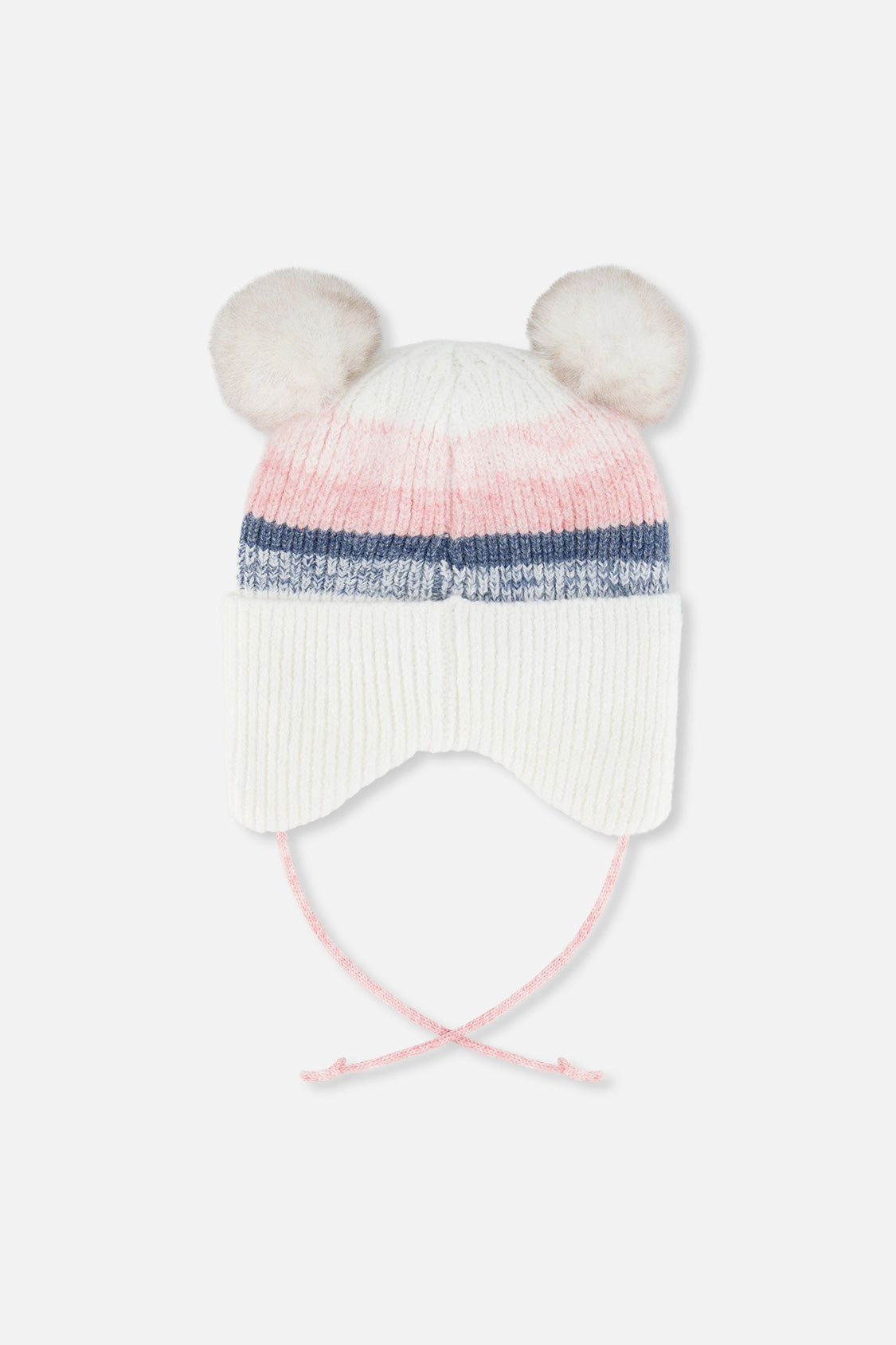 Deux par Girls Winter Knit Hat with Ear Flaps and Pompoms