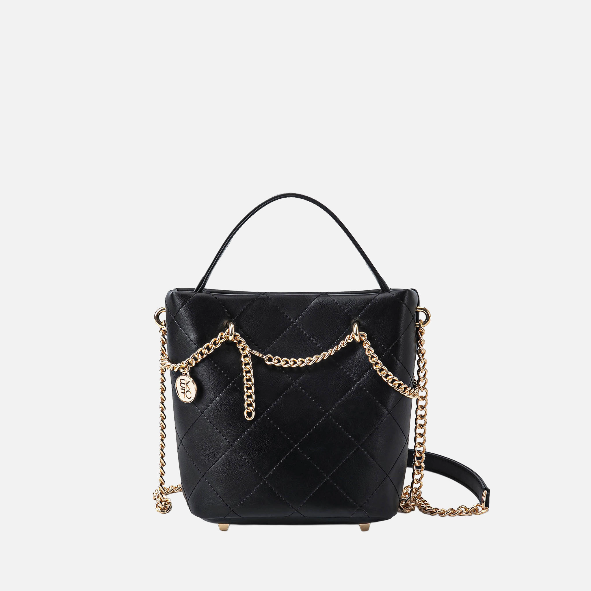 MKF Collection by Mia K Damaris Quilted Faux Leather Crossbody Bag - Gold-Tone Chain, Top Handle