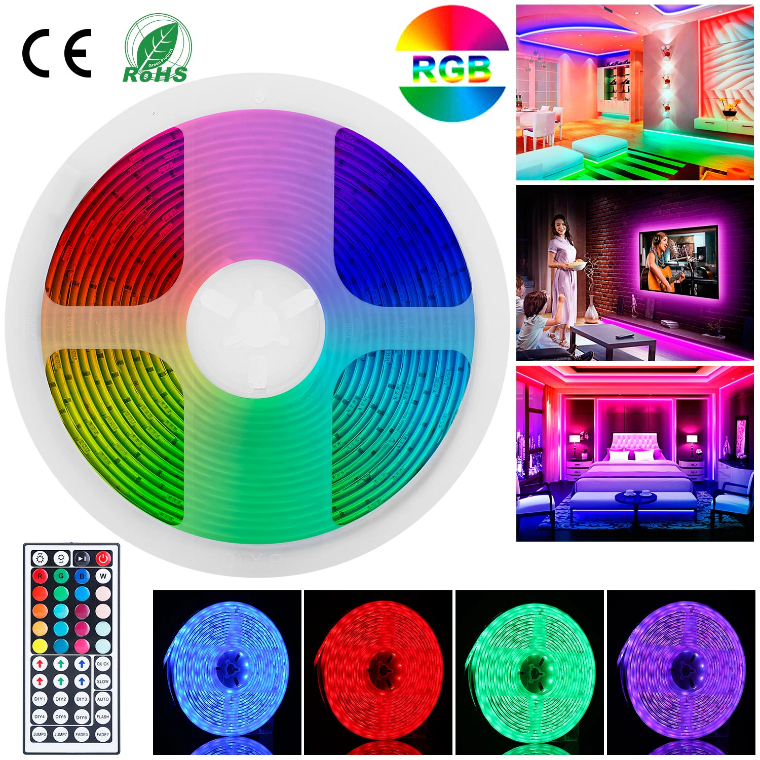 GBruno Waterproof RGB LED Strip Lights 16.4FT