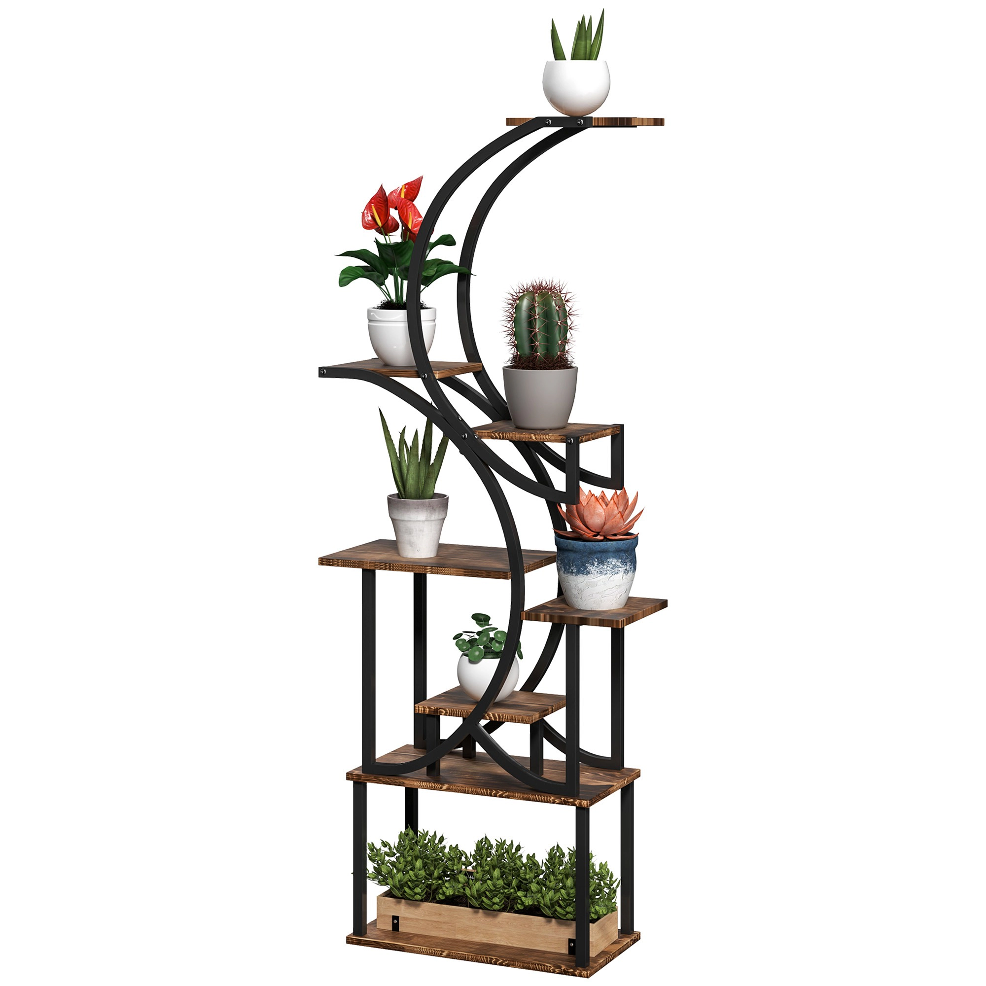 HONGGE Plant Stand Indoor, 8 Tier 62 S-Shaped Shelf, Corner Rack for Multiple Plants