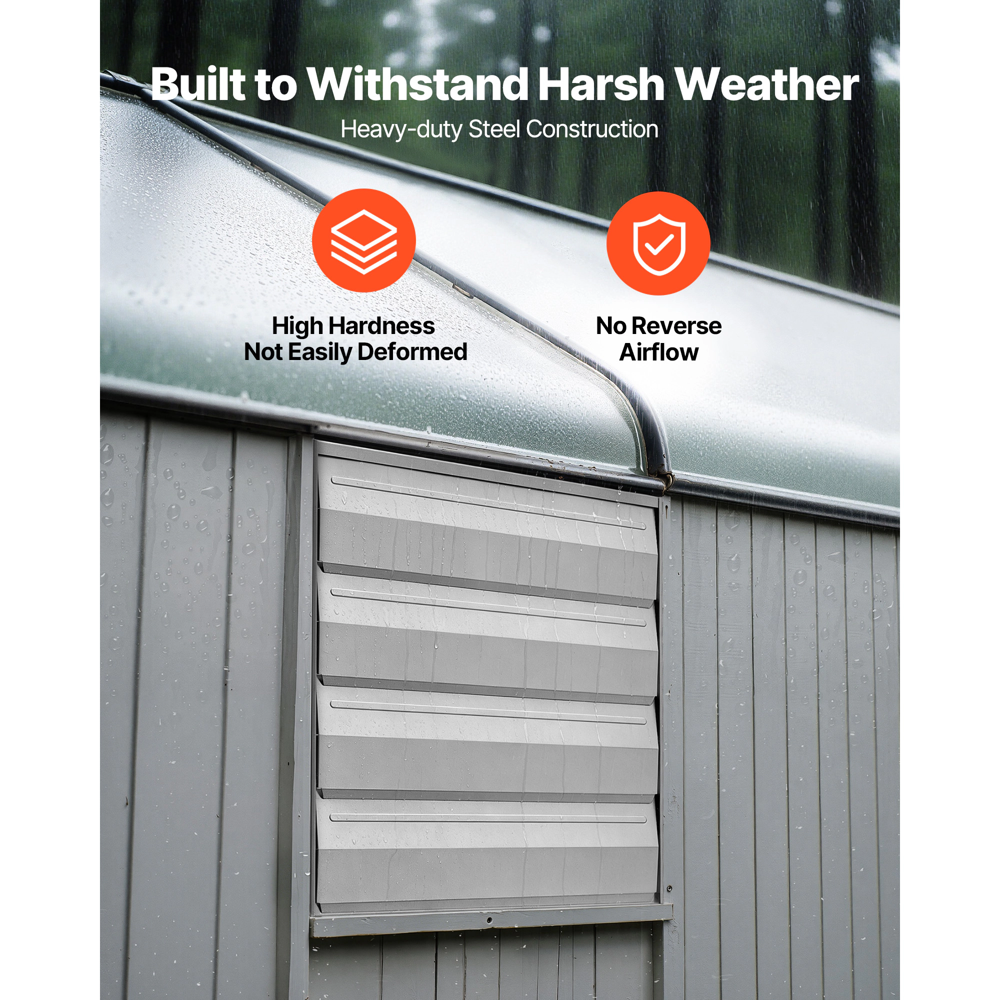 HONGGE Shutter Exhaust Fan Wall Mounted Automatic Louvers Sturdy Steel Housing Low Noise AC Motor Ventilation and