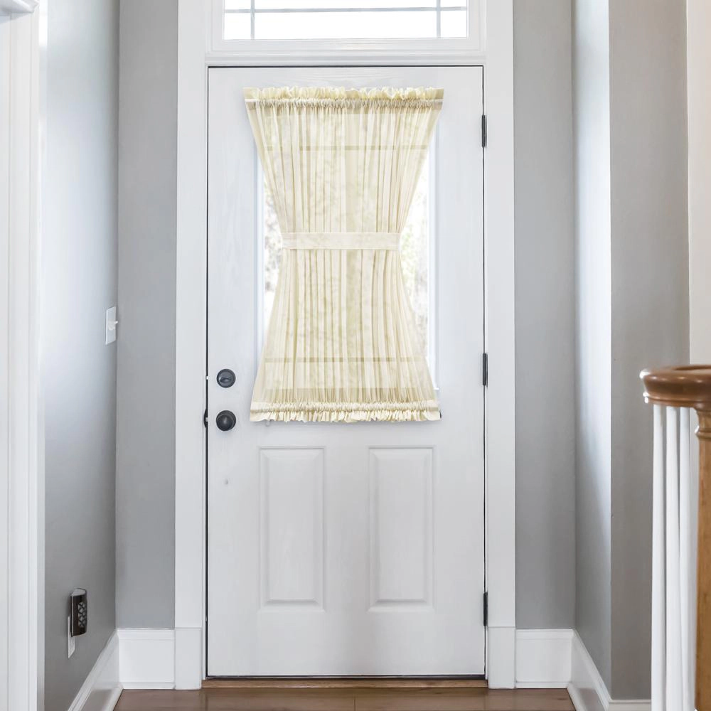 Ellis Curtain Shadow Stripe 1.5" Rod Pocket Semi Sheer Door Curtain Panel 40" x 72" Natural