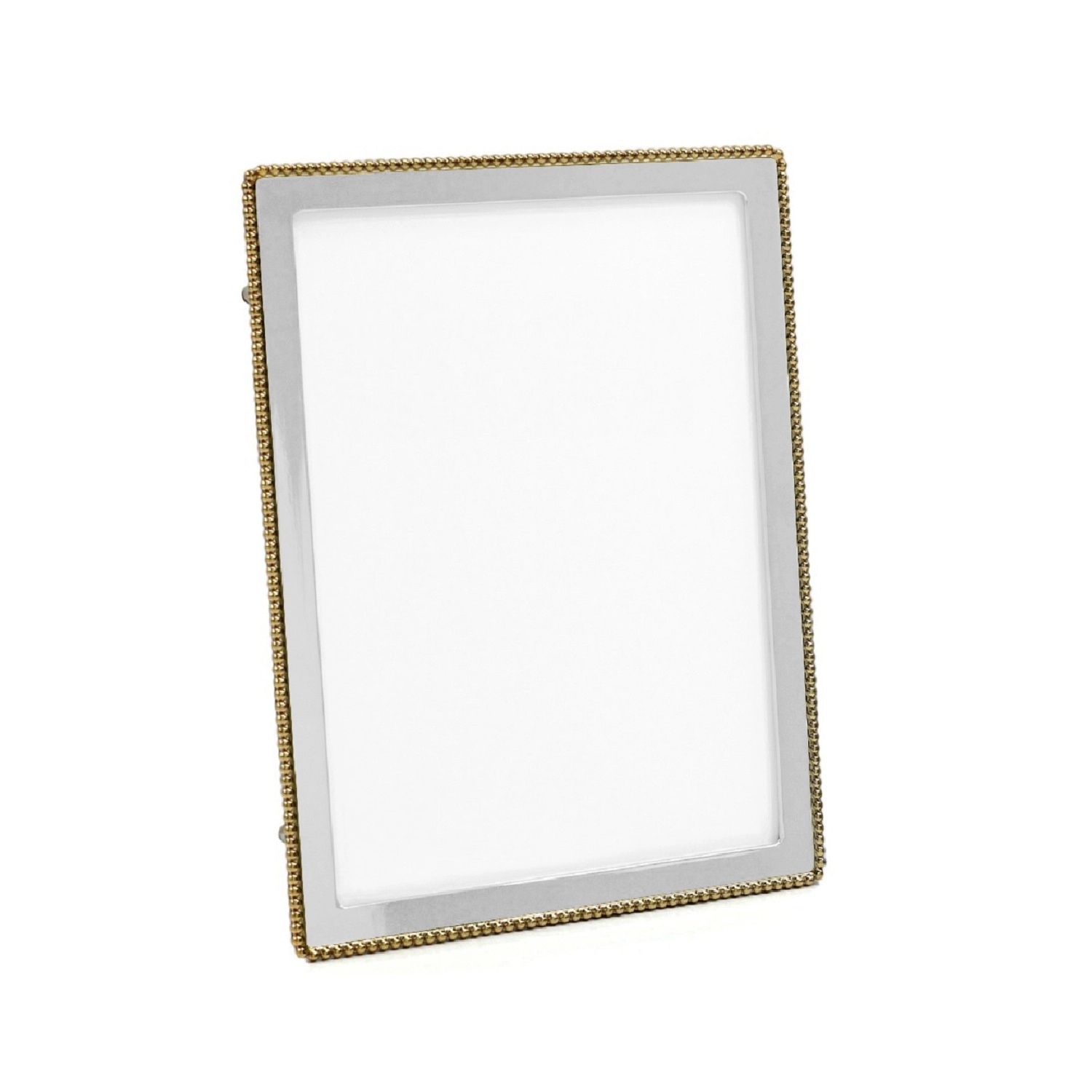 Jiallo Silver Tone Photo Frame W/ Gold Accent Bead Rim 4 x 6"