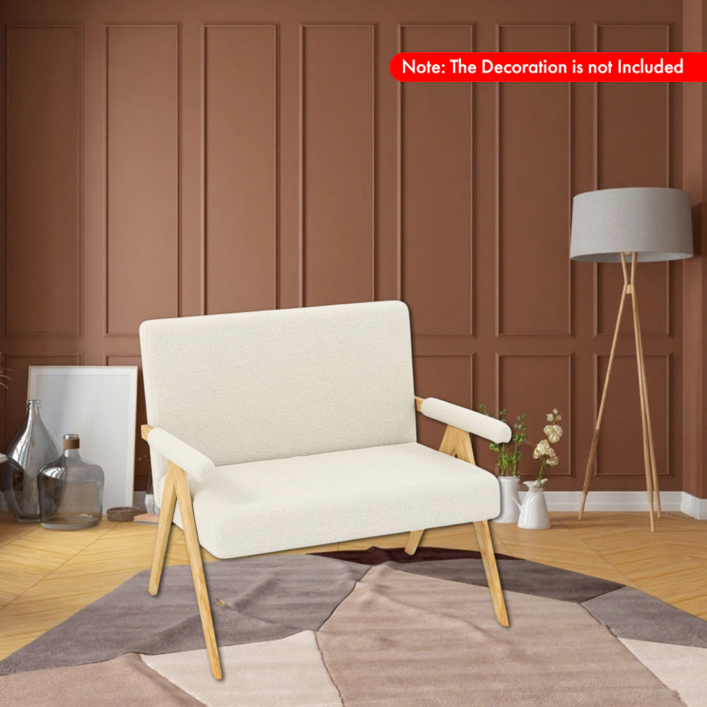 Hivvago Upholstered Loveseat Couch with Wooden Legs and Comfortable Armrests