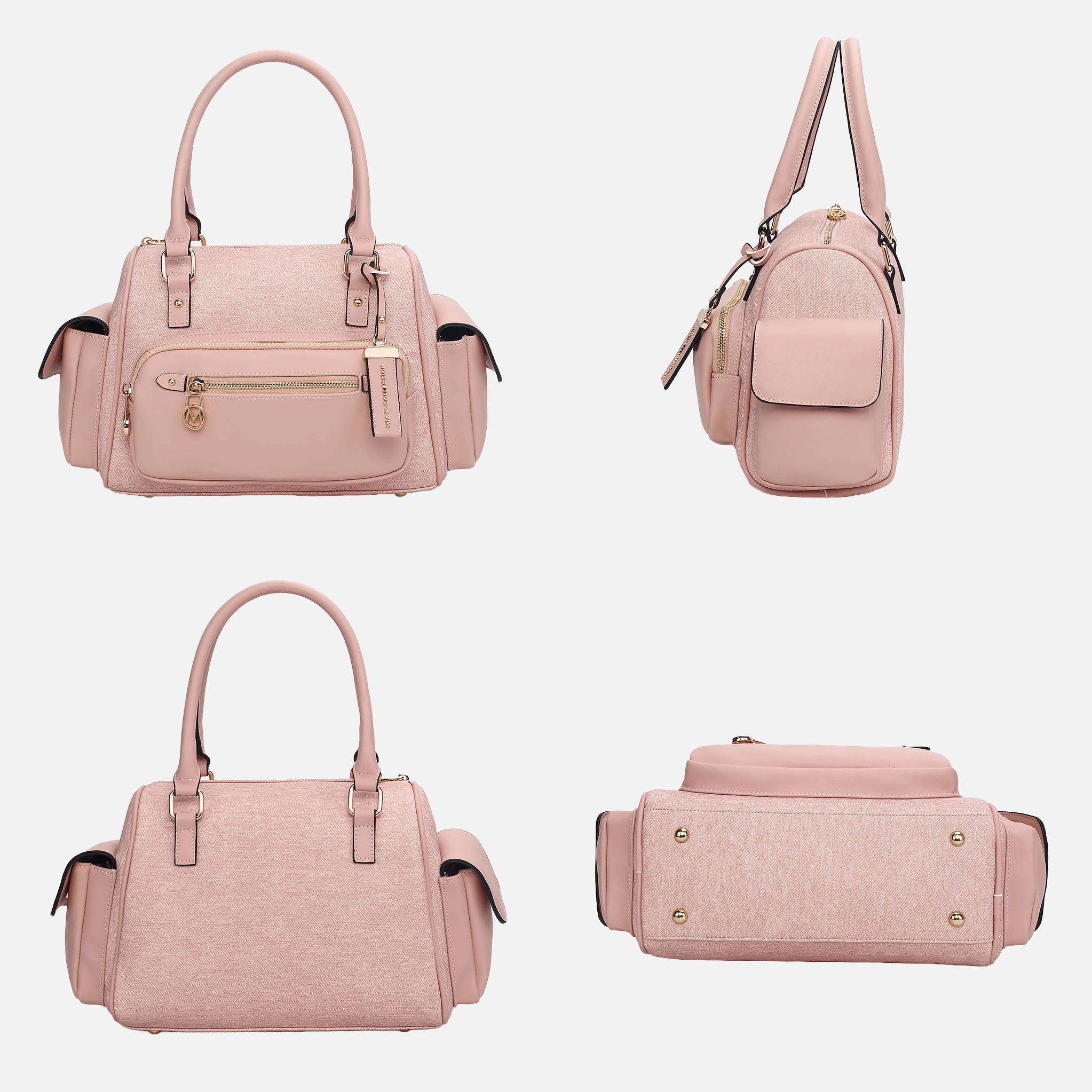 Mia K Collection Faux Leather Satchel with Detachable Strap