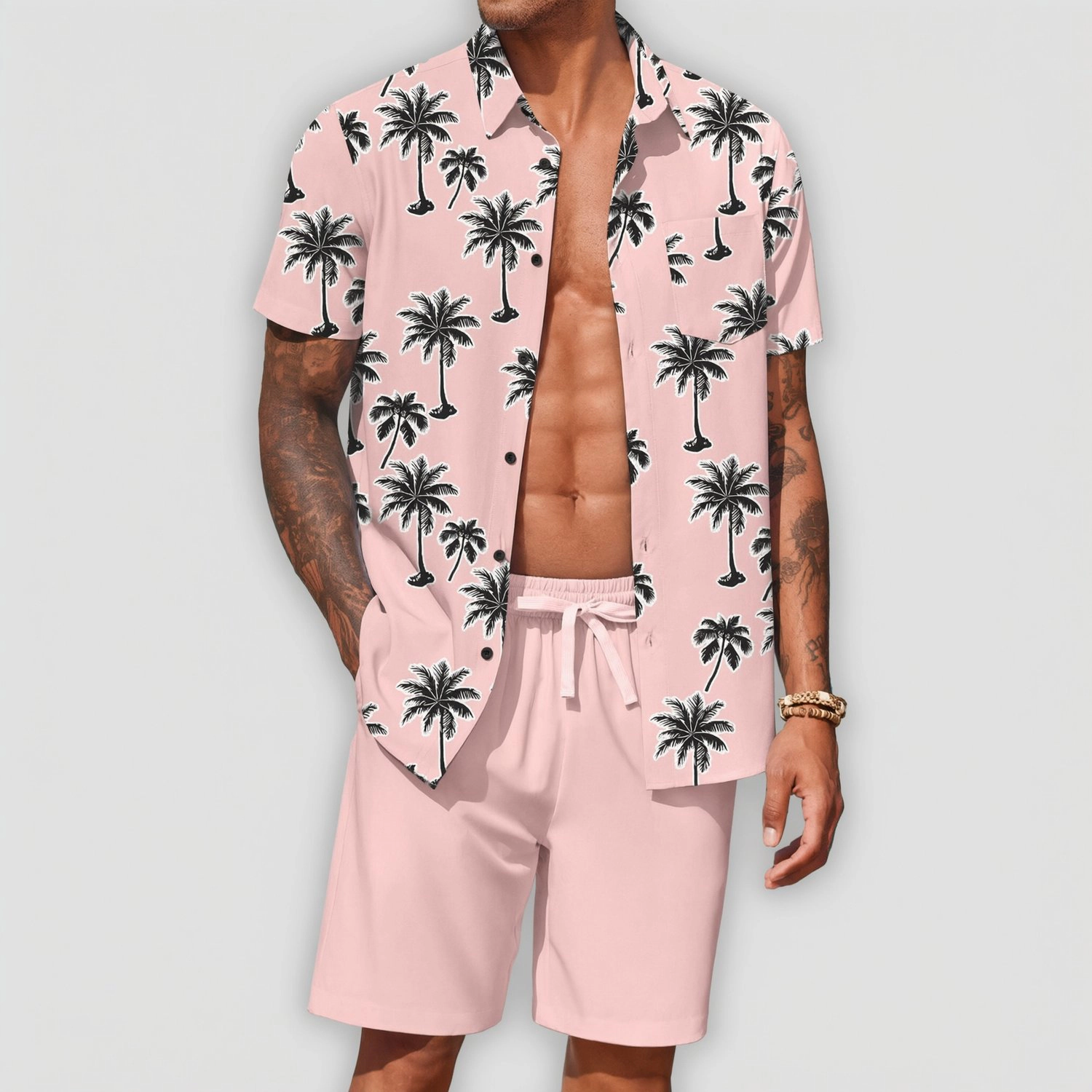 COOFANDY Mens Tropical Leaf Print Short Sleeve Button Down Shirt  Beach Tops