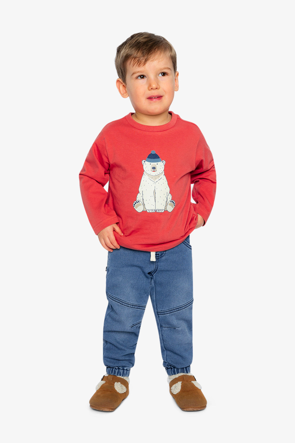 Deux par Boys Long Sleeve Organic Cotton Polar Bear Graphic T-Shirt