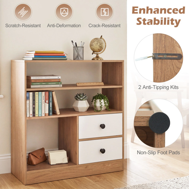 Hivvago Open Storage Cabinet With 3 Compartments And 2 Drawer