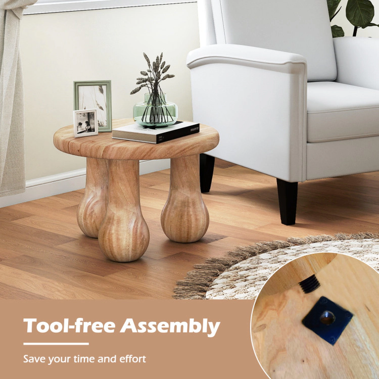 Hivvago Solid Mahogany Accent Coffee Table with Thick Top and Elegant Column Base