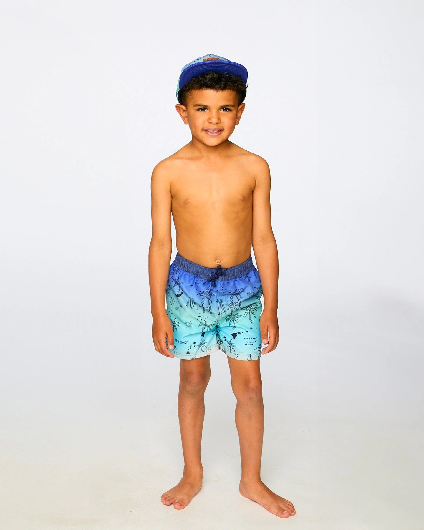 Deux par Boys Beach Print Adjustable Drawstring Boardshorts