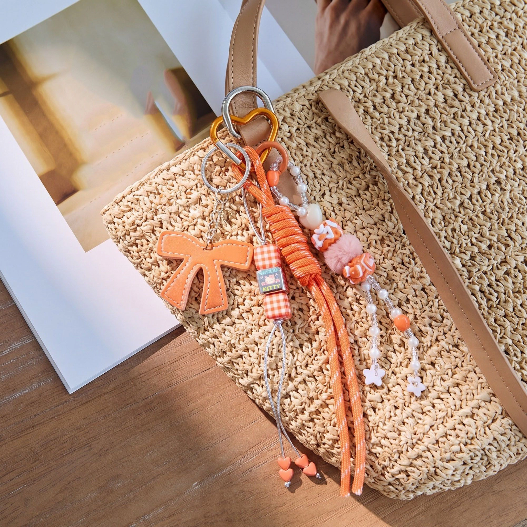 Alilang Women's 2-Piece Womens Bag Charm with Hanging Strap and Decorative Accents
