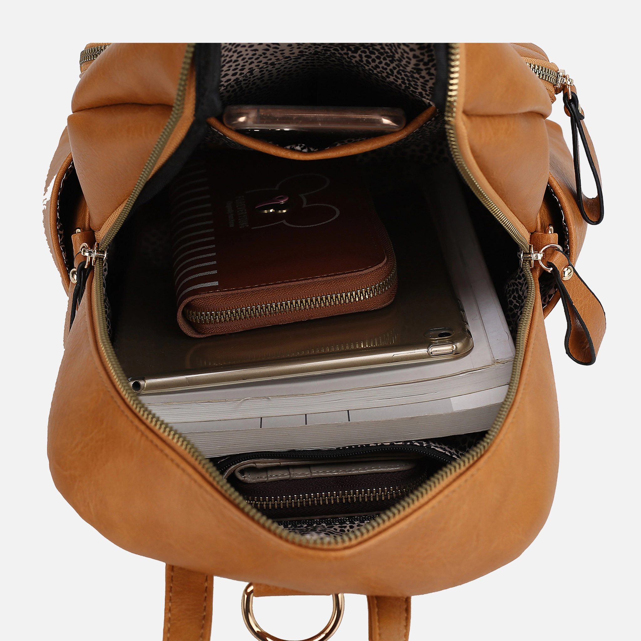 Mia K Collection Yolane Convertible Backpack Crossbody Bag - Faux Leather, Gold Hardware