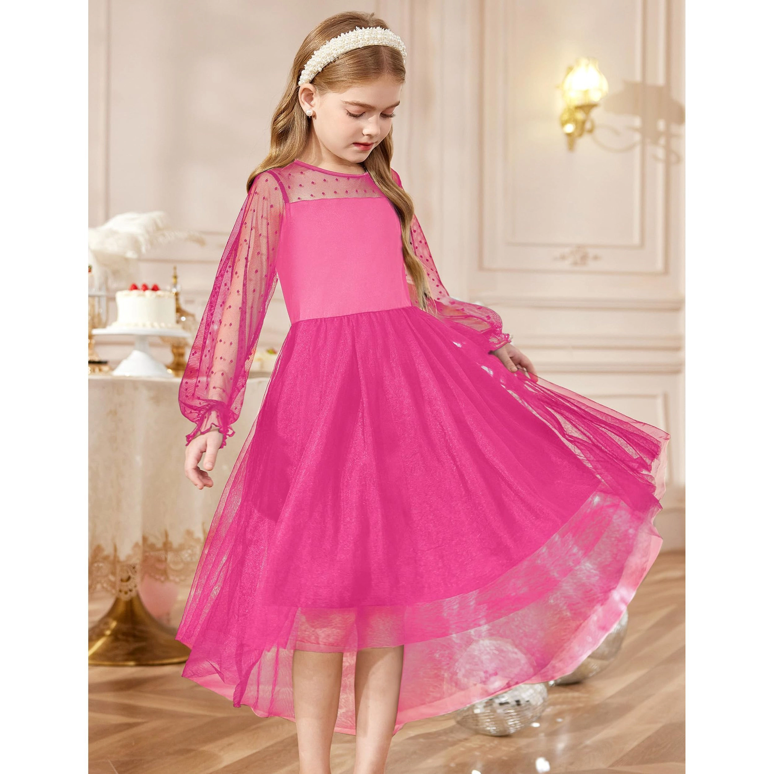 Arshiner Girls Formal Dresses Fall Long Sleeve Daddy Daughter Dance Dress Tween