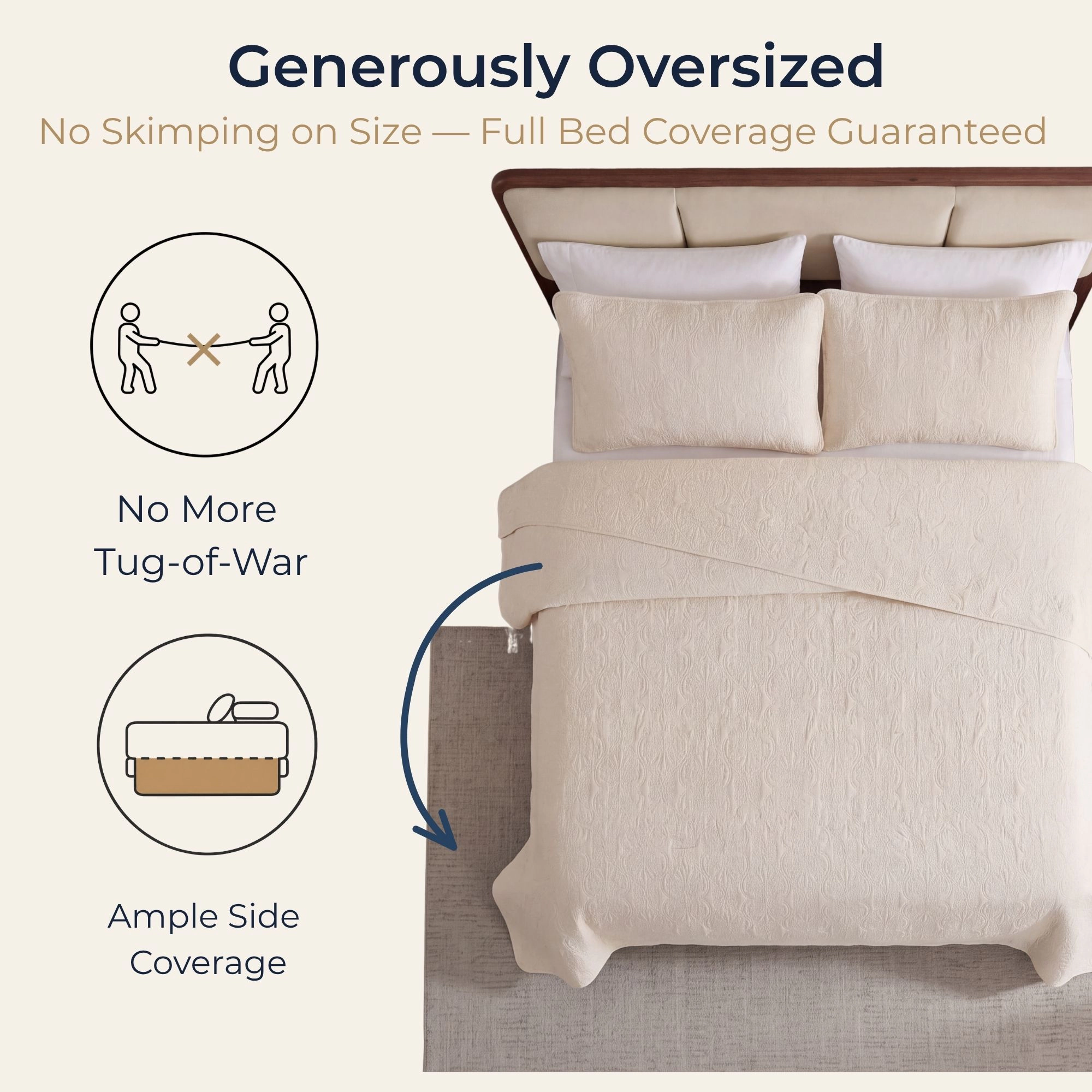HLC.ME Benji - 3 Piece  Quilt Set, Lightweight Bedspread Coverlet Set