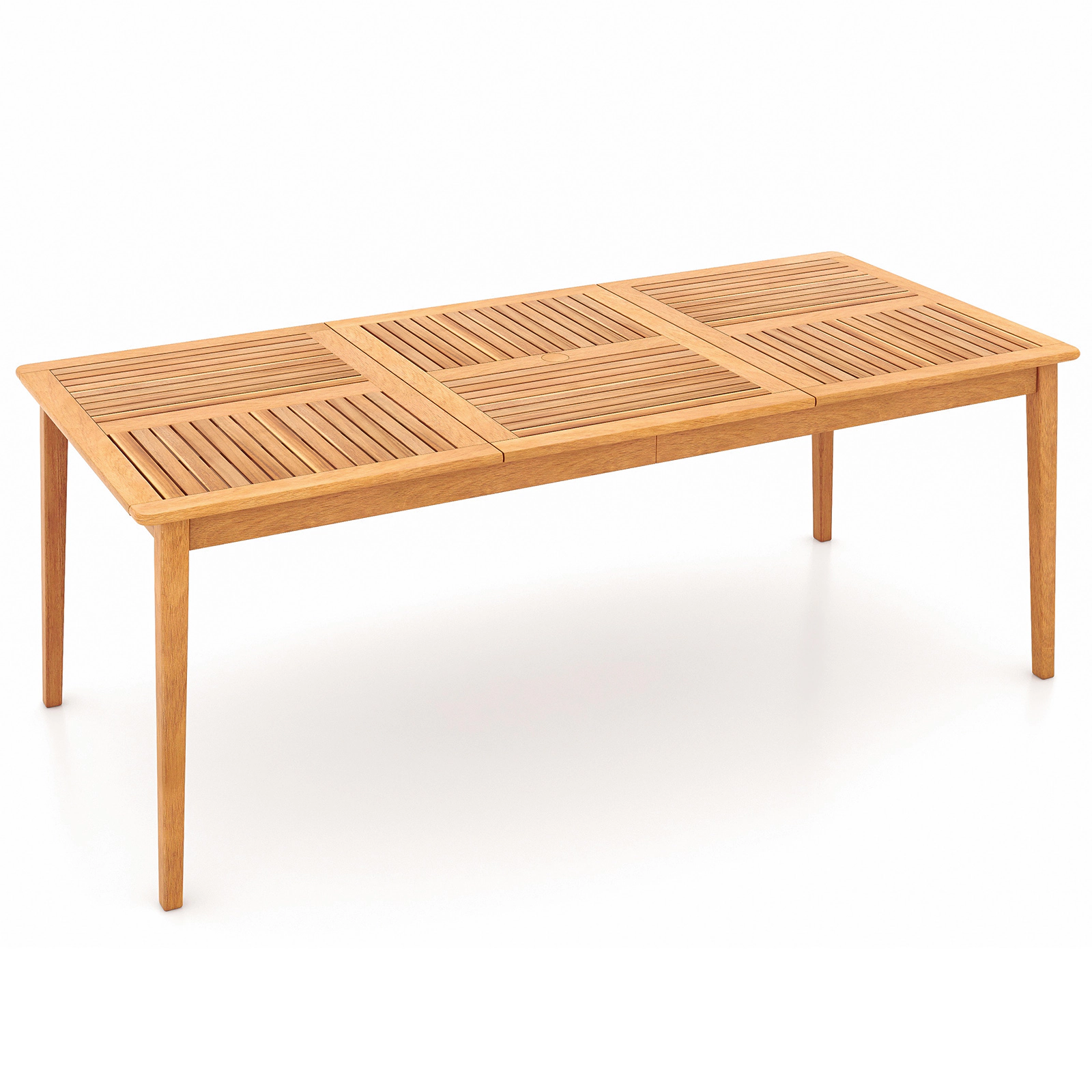 SUGIFT 8-Person Outdoor Acacia Wood Rectangular Dining Table 355-lb Capacity with Umbrella Hole Natural
