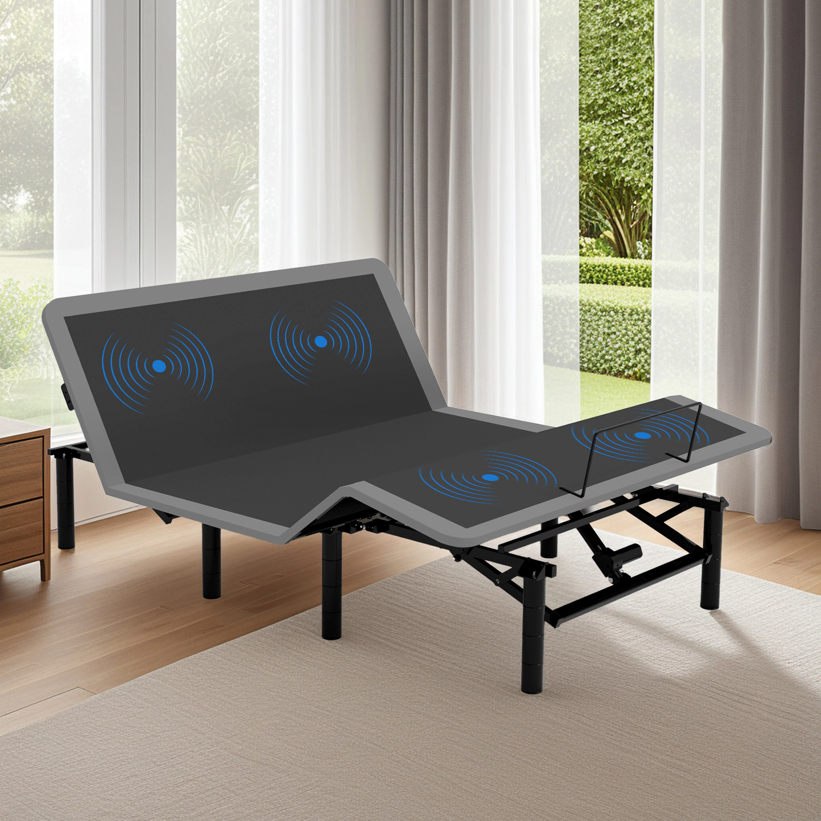 Flynama Adjustable Queen Bed with Massage Incline, Remote, USB Ports, LED Night Light