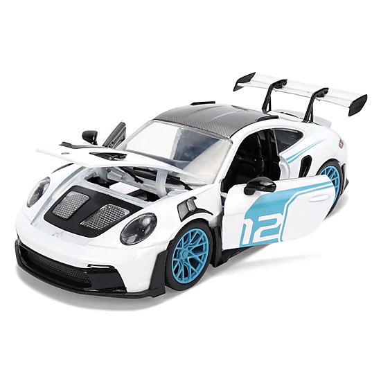 Jada Porsche 911 Gt3 Rs (992) #12 White With Blue Stripes And Carbon Top "Hyper-Spec" Series 1/24 Diecast