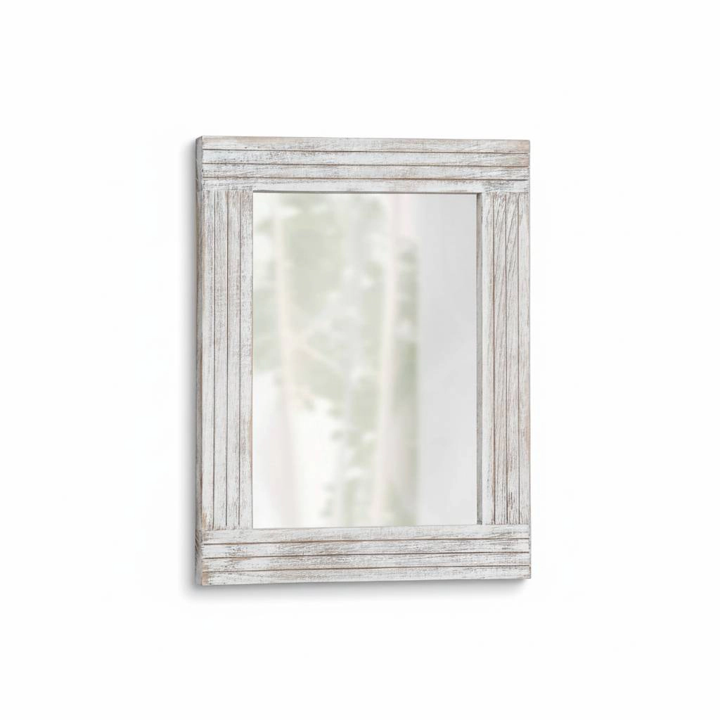 Arcana Aramun Vintage Farmhouse Wooden Frame Accent Mirror