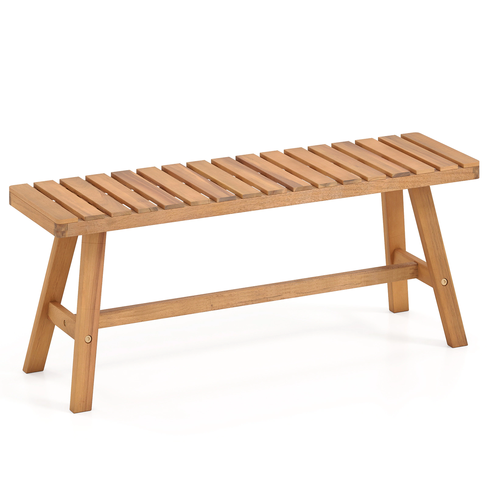 SUGIFT 42 in Acacia Wood Garden Bench Natural Backless Outdoor Bench with 800 lbs Capacity