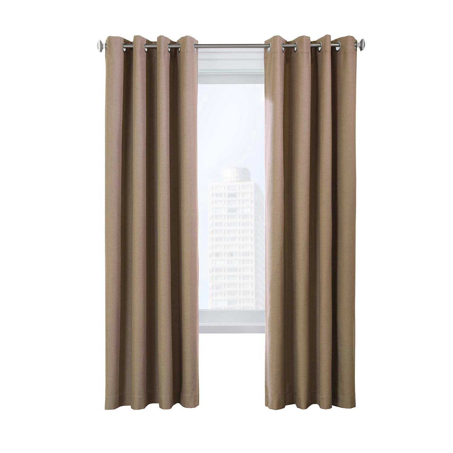 Thermaplus Ventura Blackout UV Protection Grommet Curtain Panel Pair for Windows Each 52" x 95" Pebble