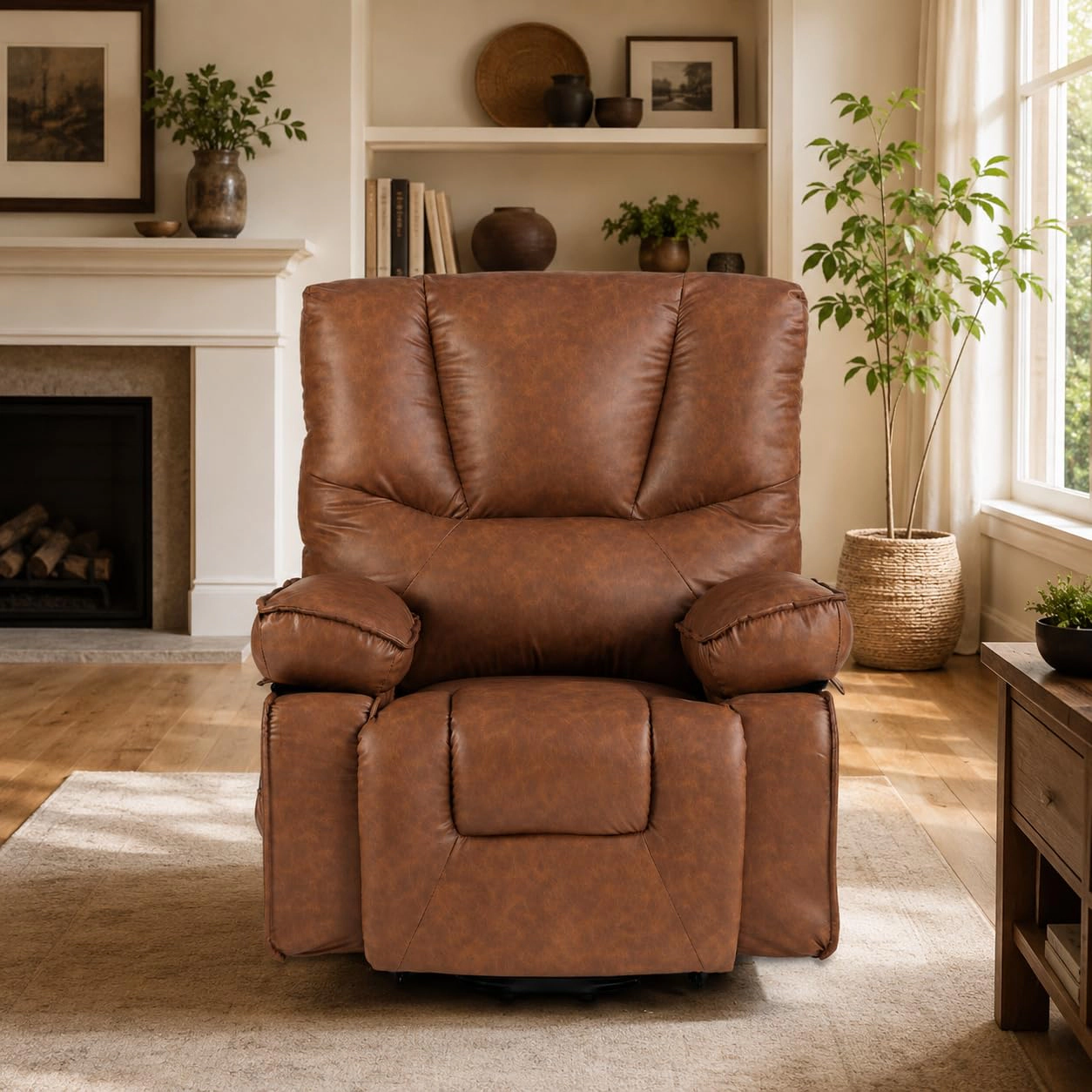 BebreezChic Single-Motor Power Lift Recliner Chair,BROWN