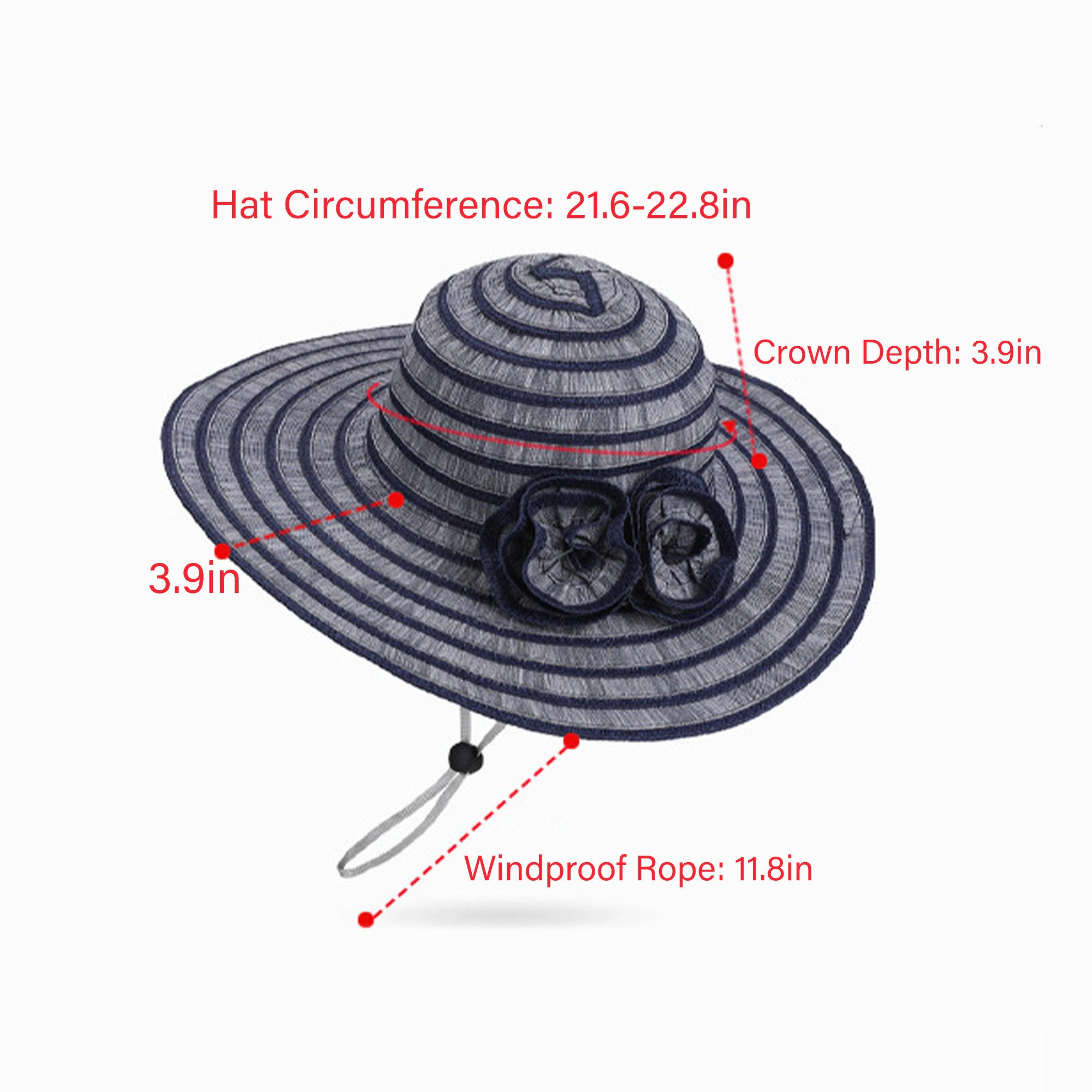 Anna-Kaci Womens Straw Sun Hat with Floral Accent Summer Beach Adjustable Chin Strap