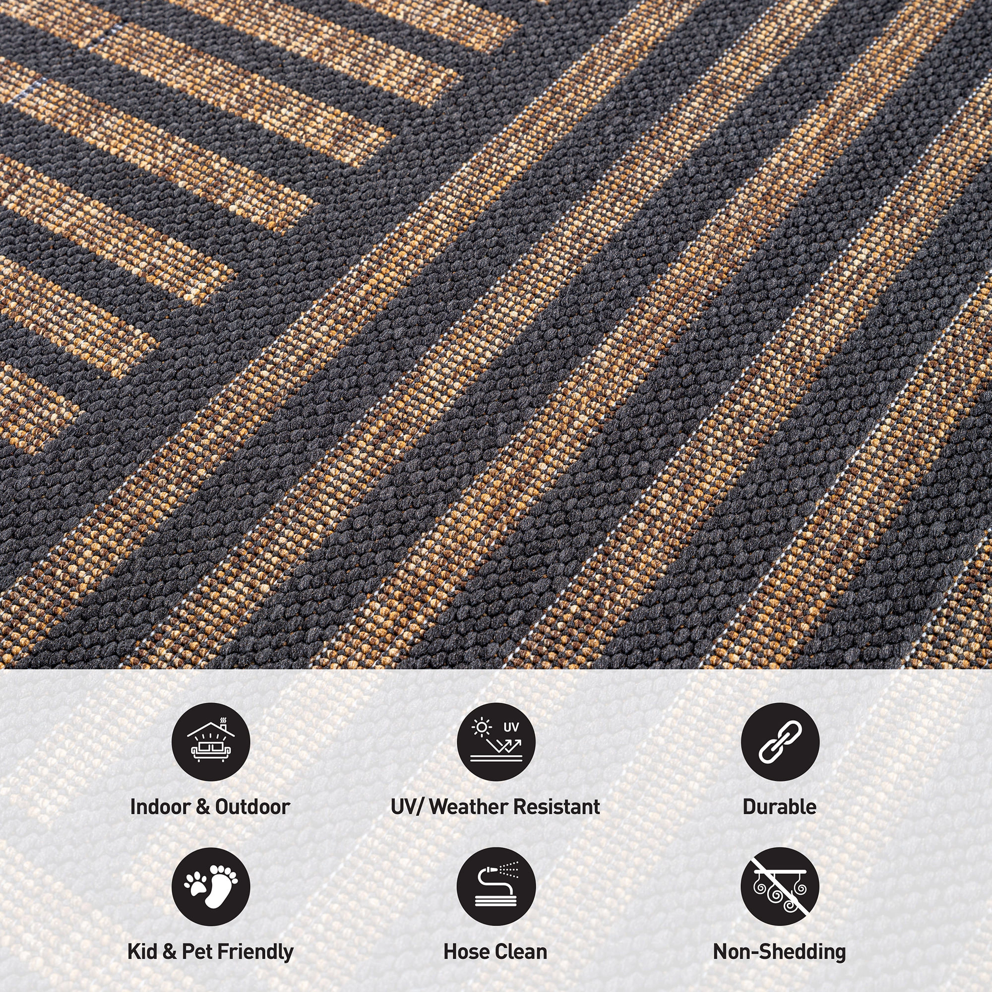 World Rug Gallery Geometric Indoor/Outdoor Flat Woven-Natural Jute-Style