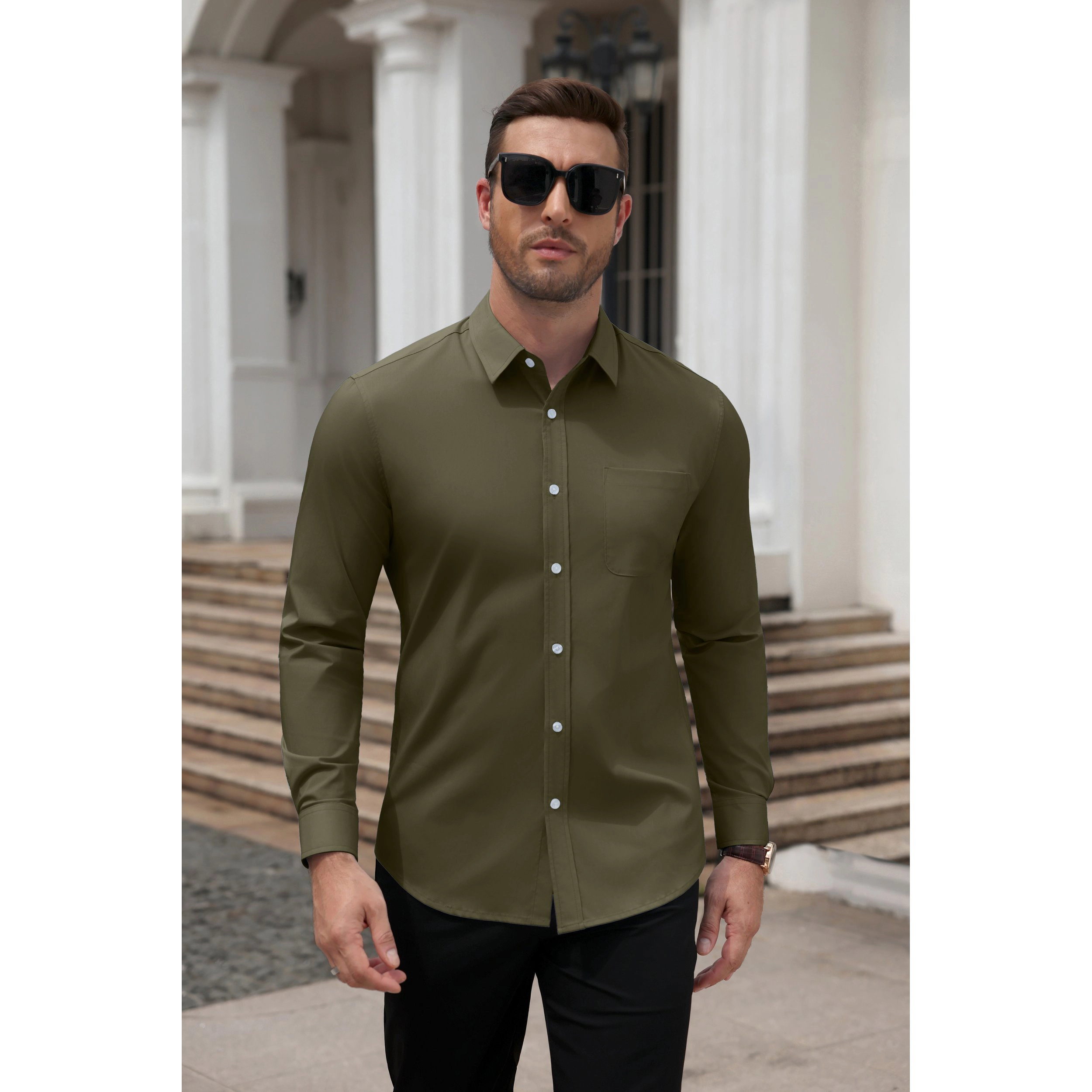 COOFANDY Men's Long Sleeve Muscle Fit Button Down Dress Shirt
