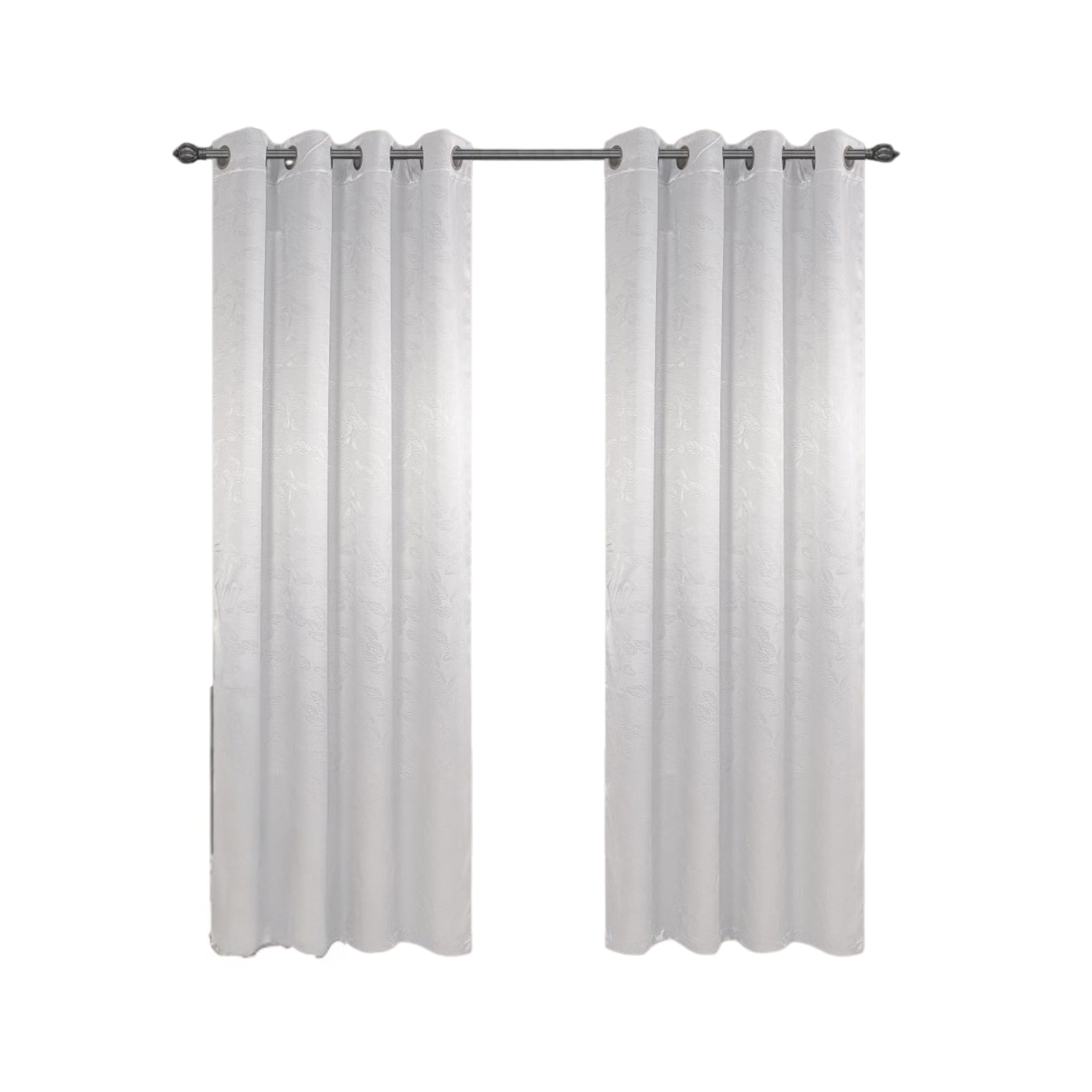 Olivia Gray 100% Polyester 200 GSM Arlo Embossed Blackout Grommet Curtain Panel 54" x 90" White