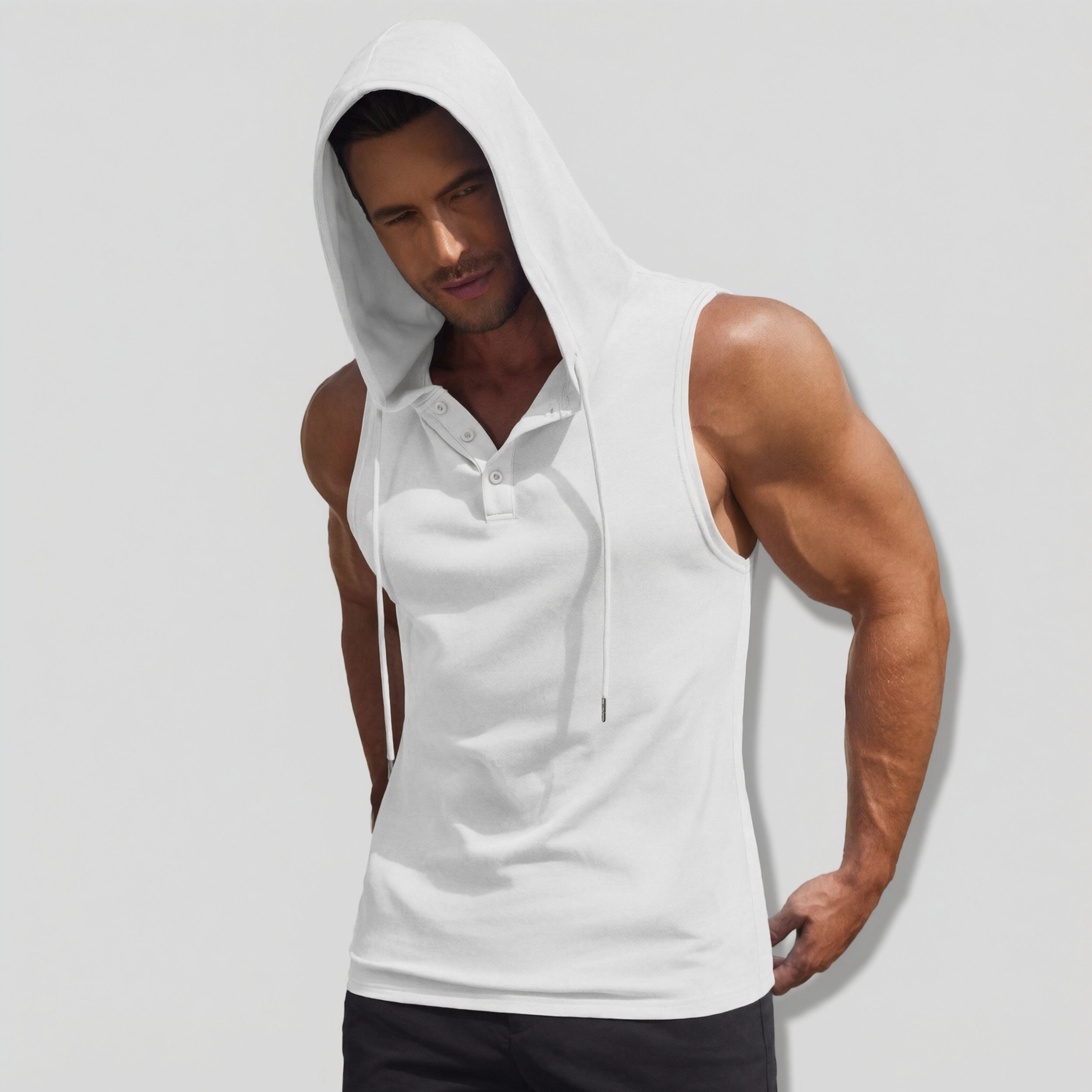COOFANDY Men's Athletic Fit Sleeveless Hooded Polo Tank Top