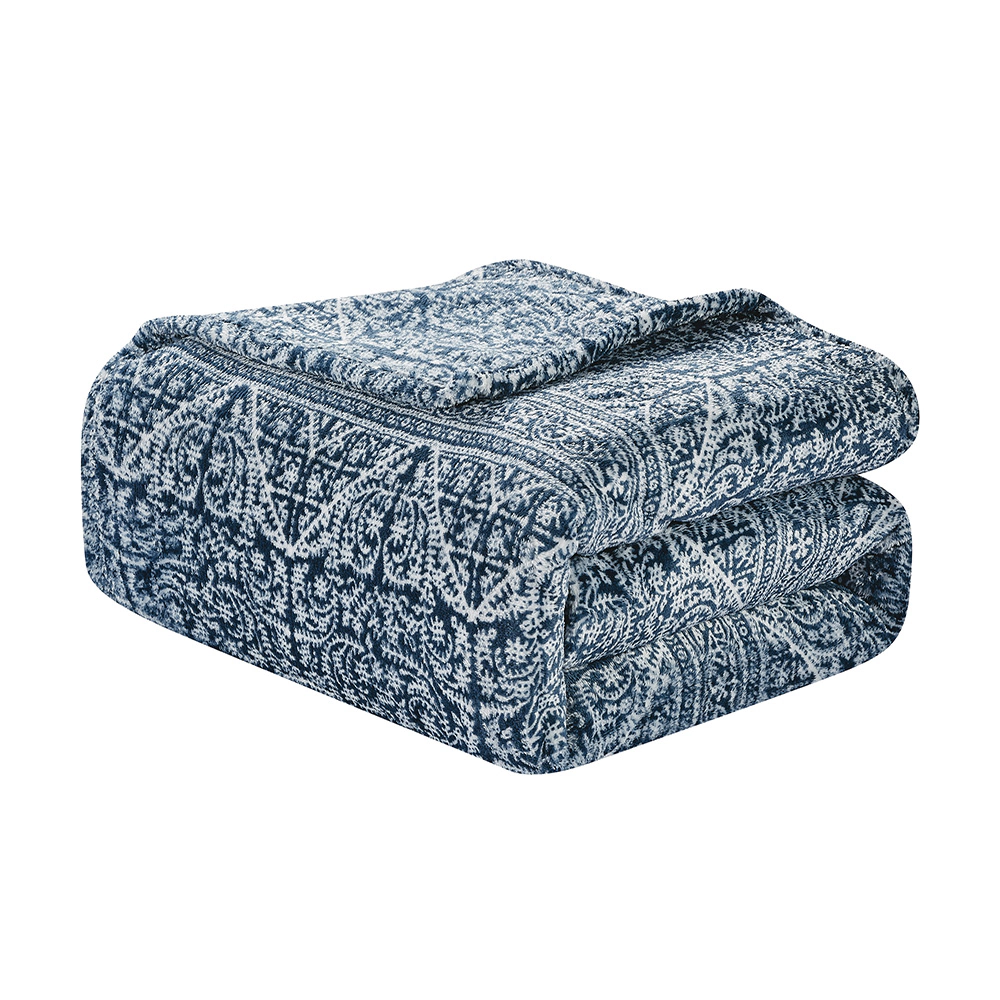 Plazatex Luxurious Ultra Soft Lightweight Montgomery Printed Bed Blanket Blue 60" x 90"