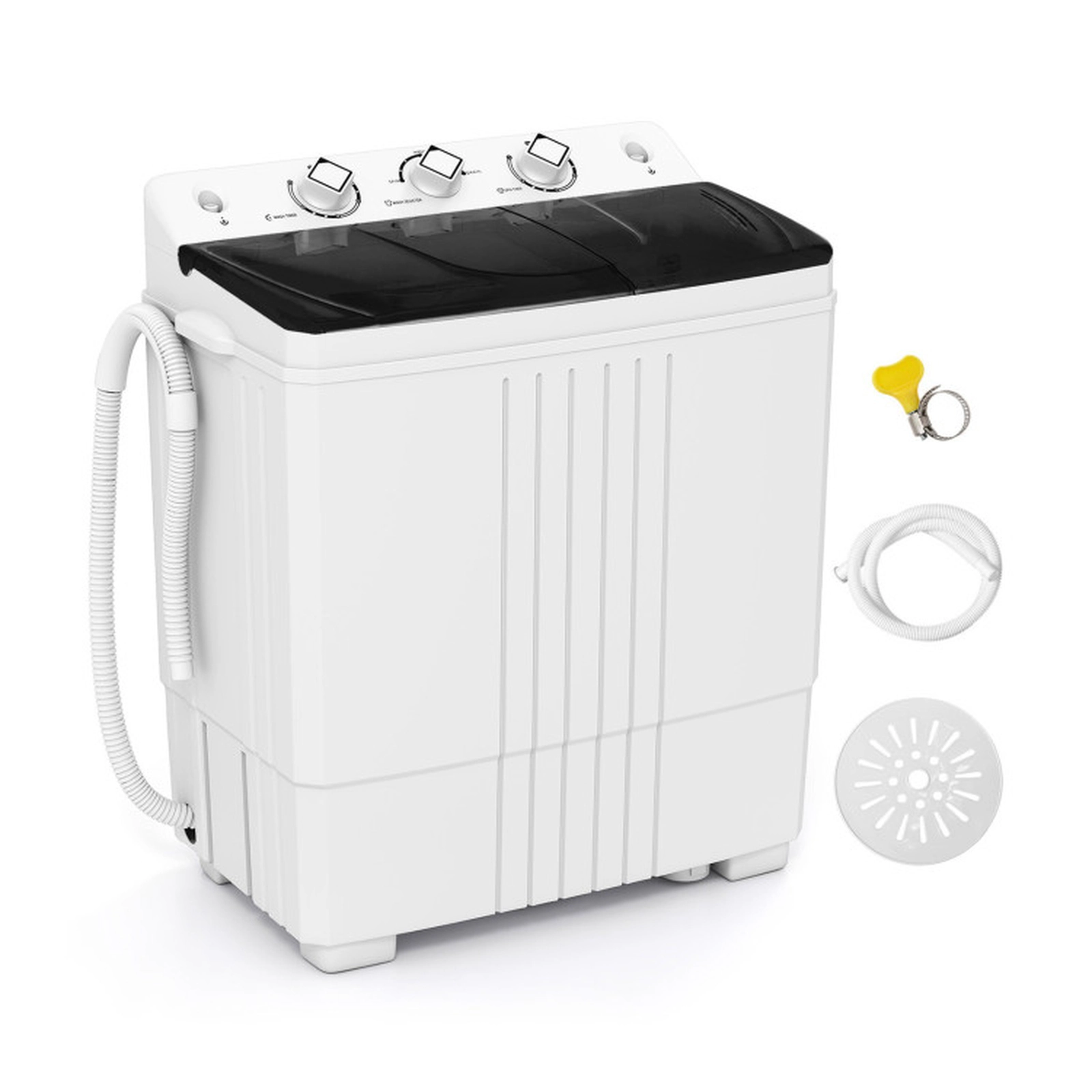 SUGIFT Black 12-lb Wash 8-lb Spin Twin Tub Portable Washing Machine with Drain Pump and Stable Feet
