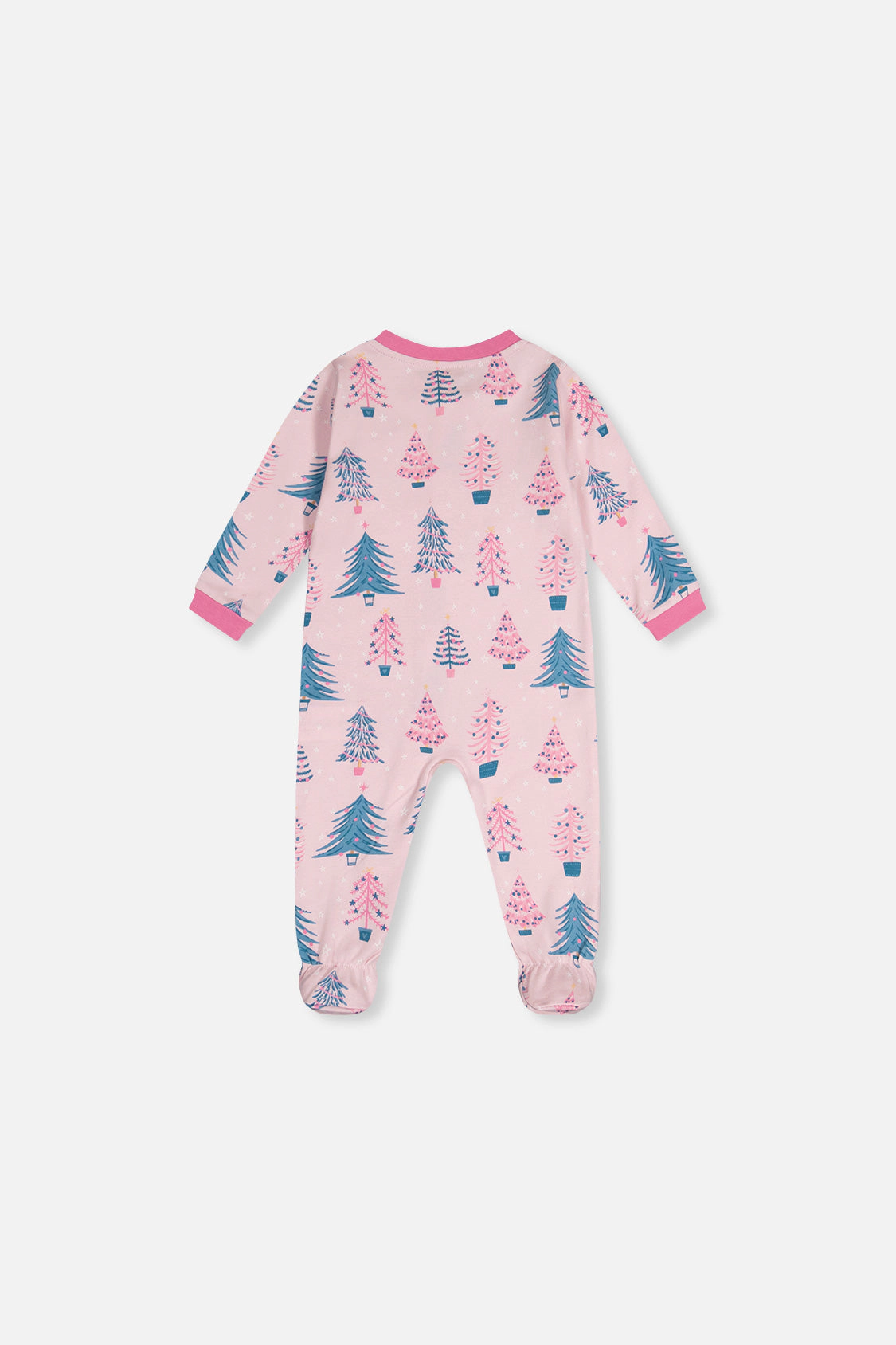 Deux par Deux Girls Organic Cotton Tree Print Front Zip Footed One Piece Pajama