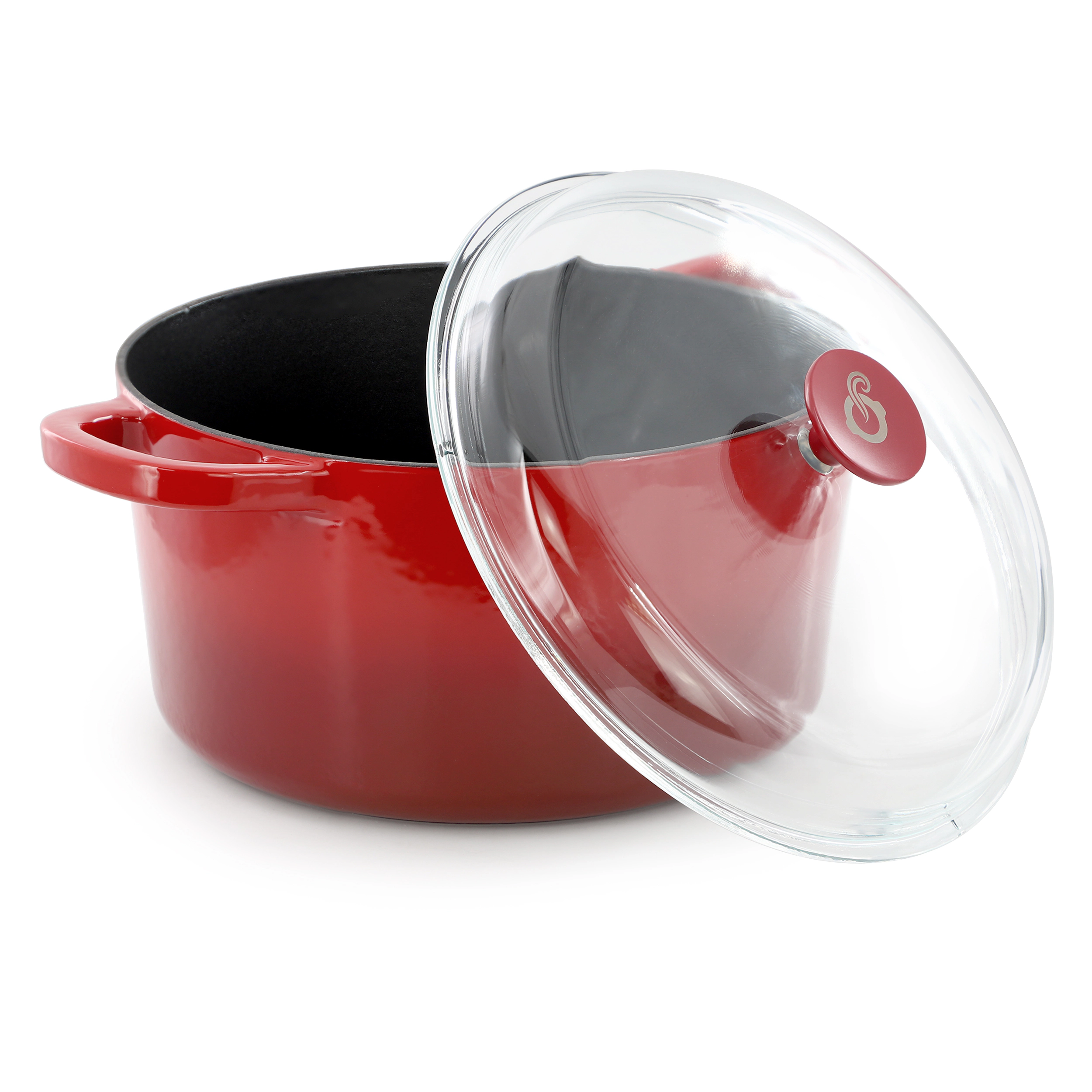 Crock Pot Artisan 7 Quart Enameled Cast Iron Dutch Oven in Red with Borosilcate Lid