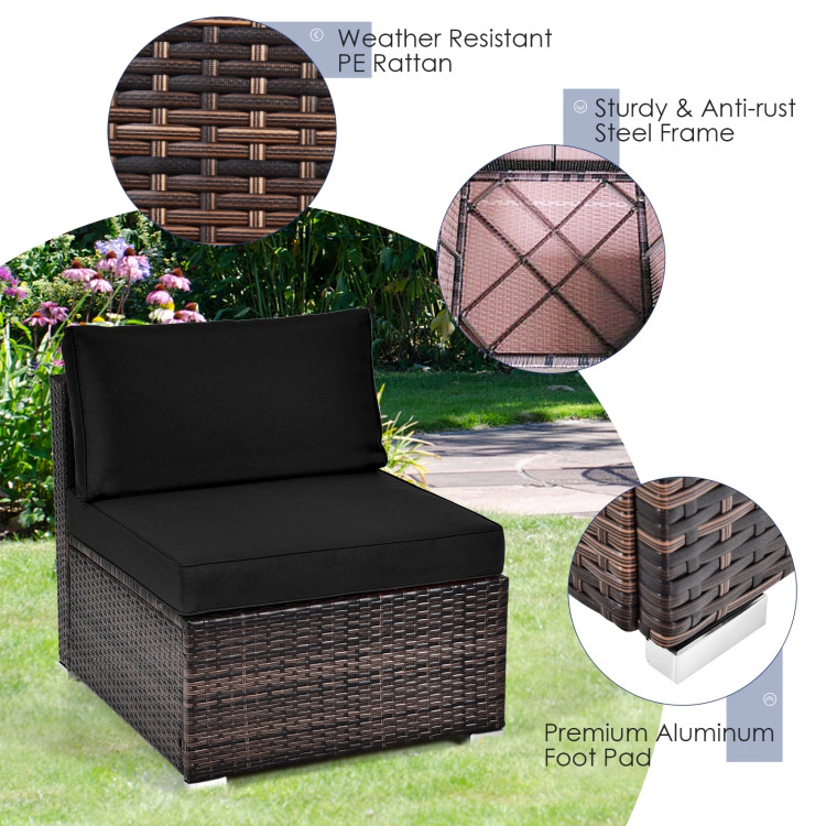 Hivvago 6 Pieces Patio Rattan Furniture Set With Cushions And Glass Coffee Table