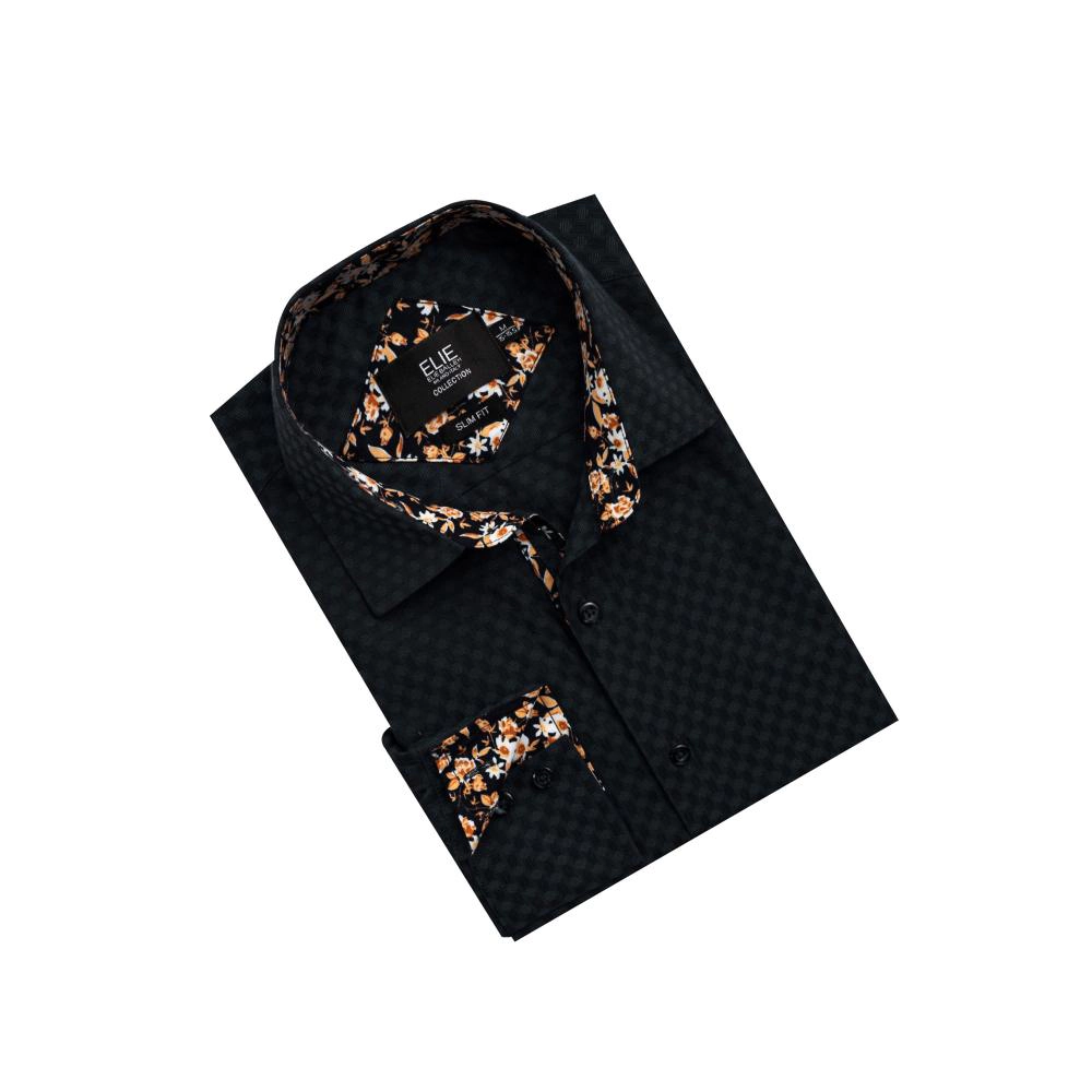 Elie Balleh Boys Slim Fit Jacquard Dot Shirt