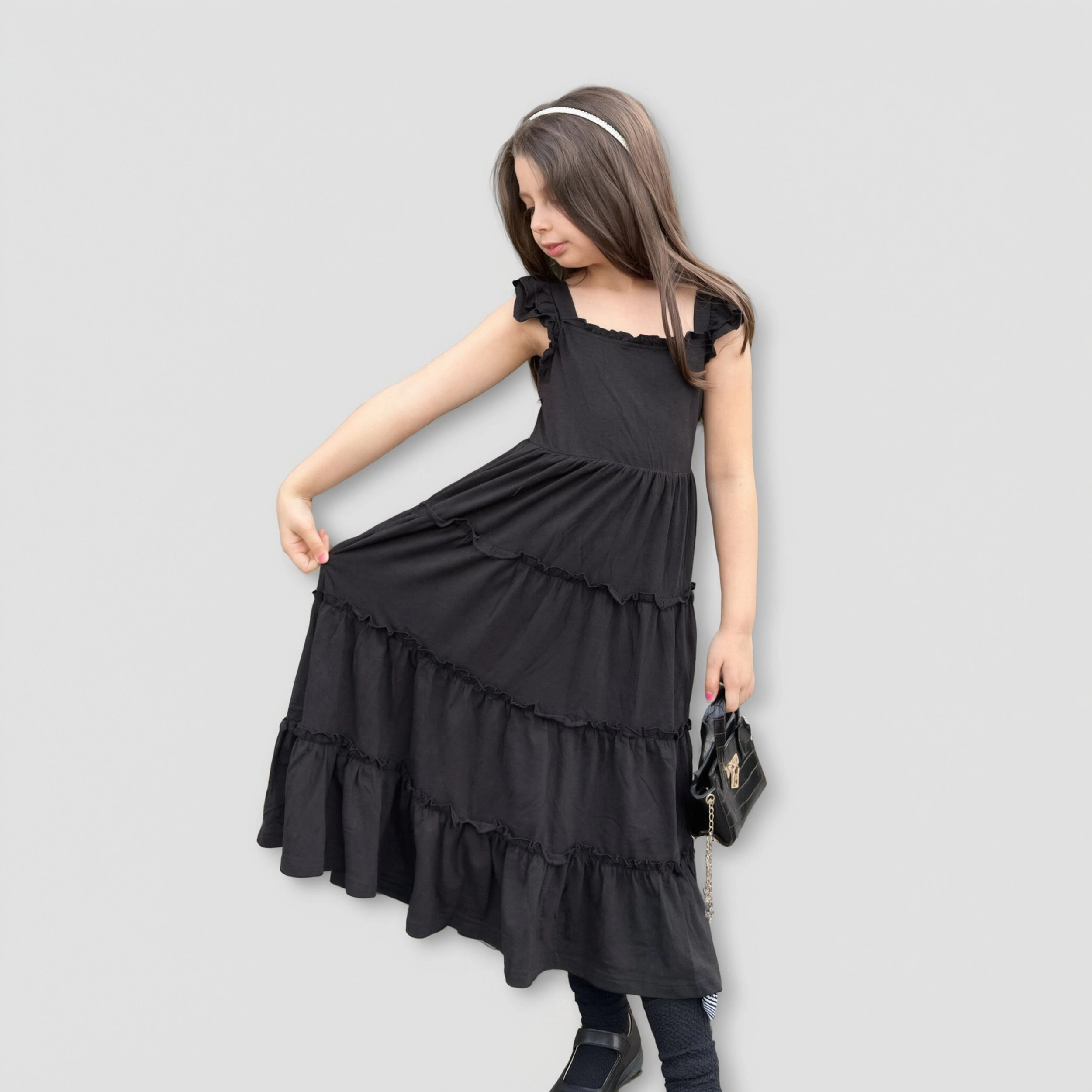 Arshiner Girls Maxi Summer Short Flutter Sleeve Casual Dress With Pockets