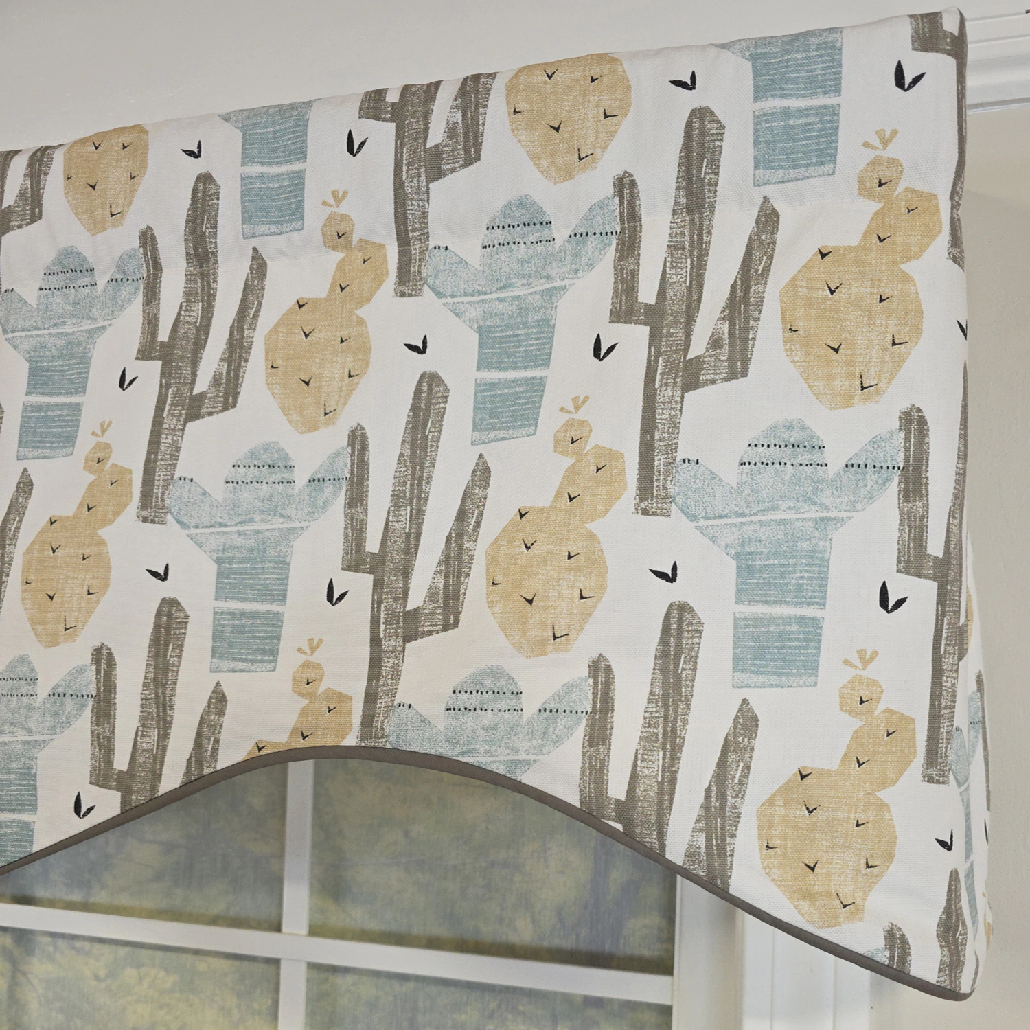 RLF Home 100% Cotton Arizona Cornice  Fully lined Windows Rod Pocket Valance 50" x 17"  Natural
