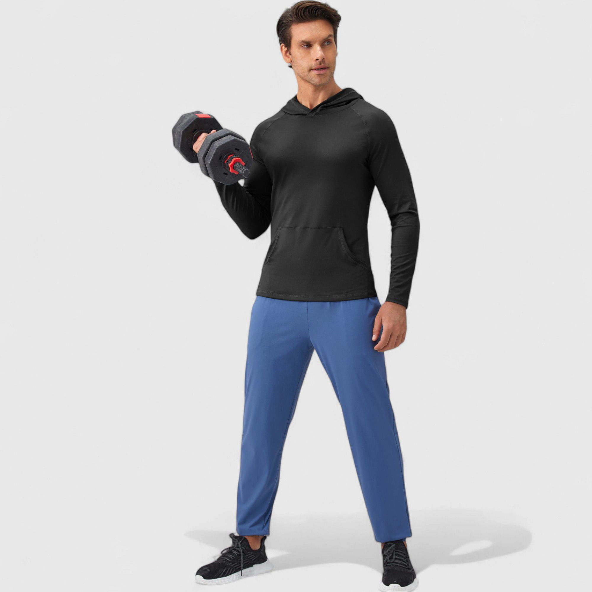Anna-Kaci Men's Long Sleeve Pullover Hoodie with Front Kangaroo Pocket and Athletic Fit