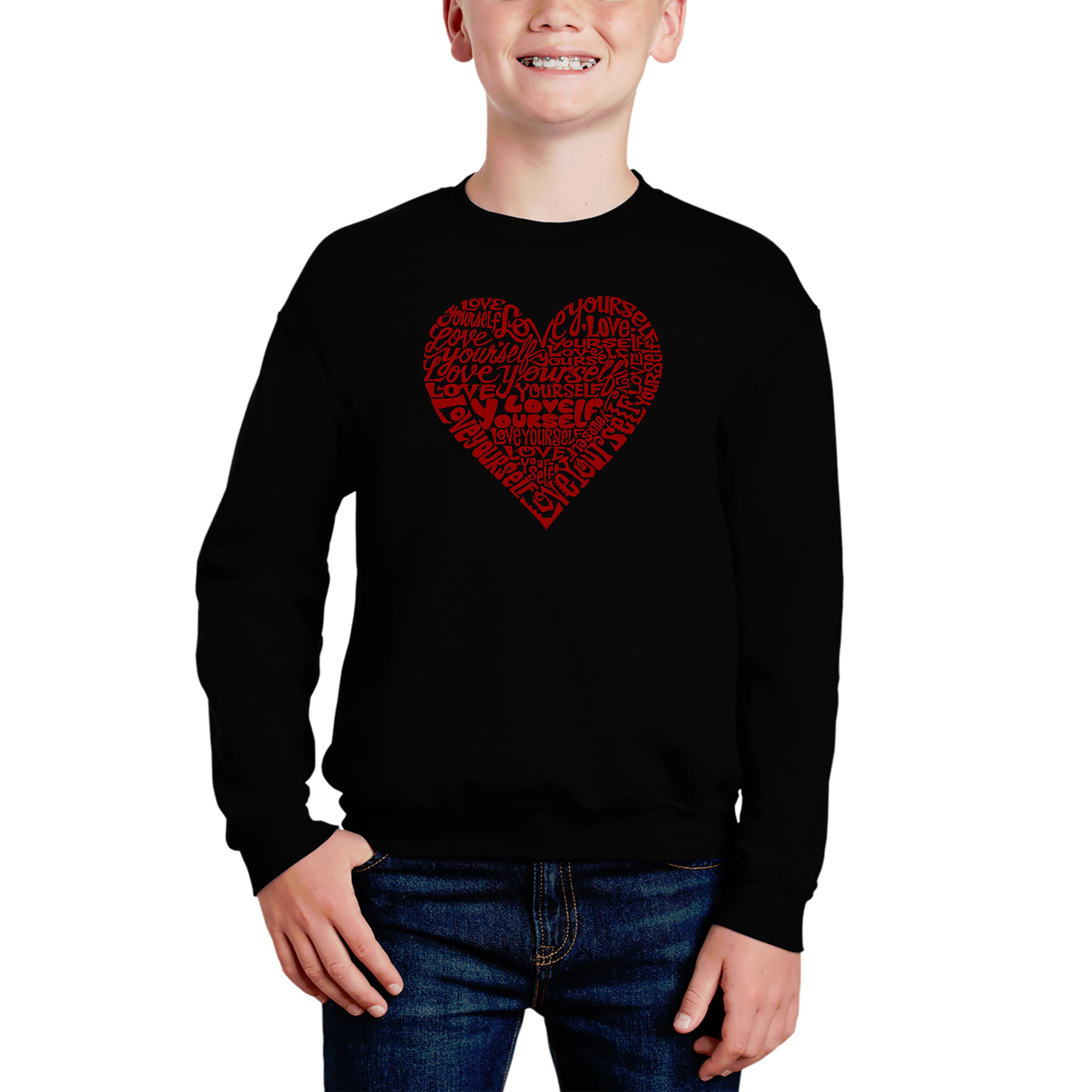 LA Pop Art Boy's Word Sweatshirt - Love Yourself