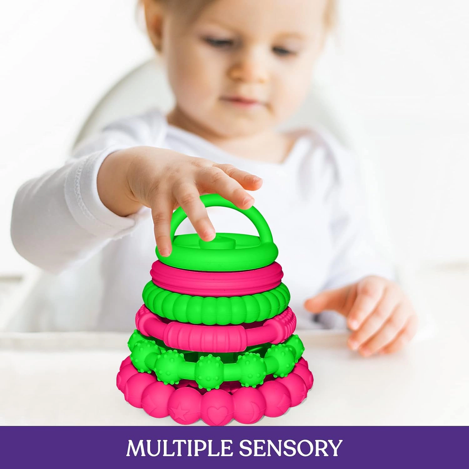 Sperric Premium Silicone Stacking Toy Teethers, Interactive and Fun Baby Toys - Teeth Soothing for 6-12 Month