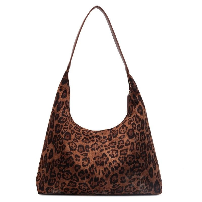 Alilang Women's Leopard Print Tote Bag with Single Shoulder Strap and Magnetic Snap Closure, Classic Brown
