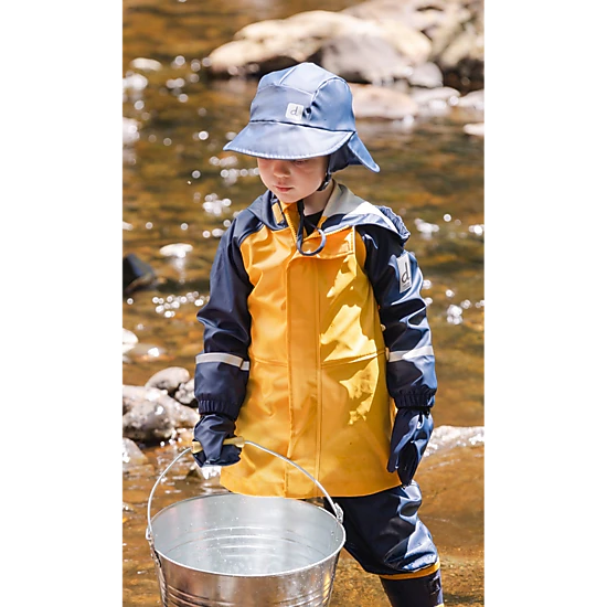 Deux par Deux Boys Color-Block Raglan Sleeve Hooded Rain Jacket